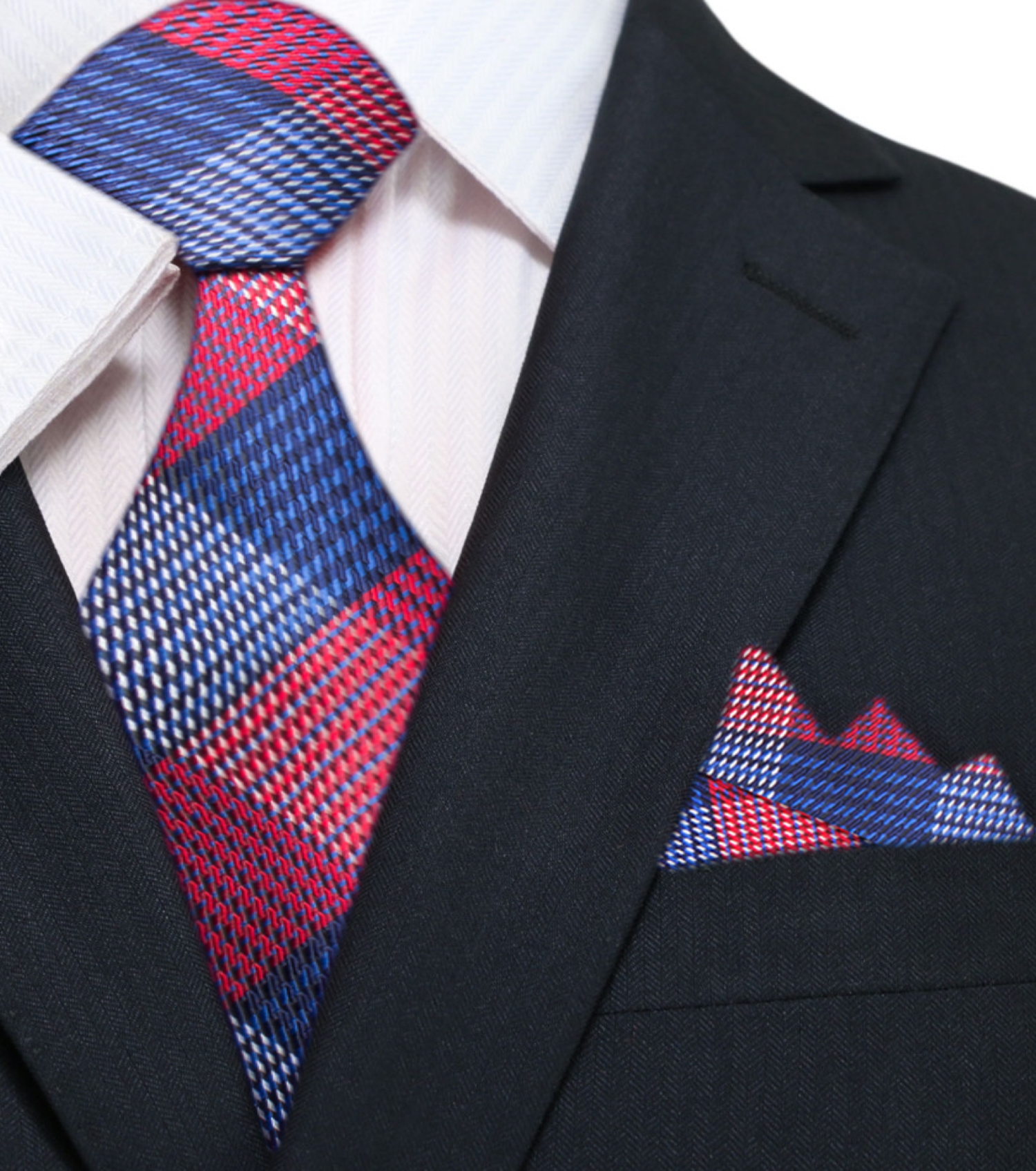 Main: Red and Blue Plaid Tie and Pocket Square