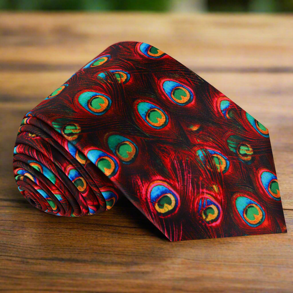 Red Peacock Abstract Necktie 