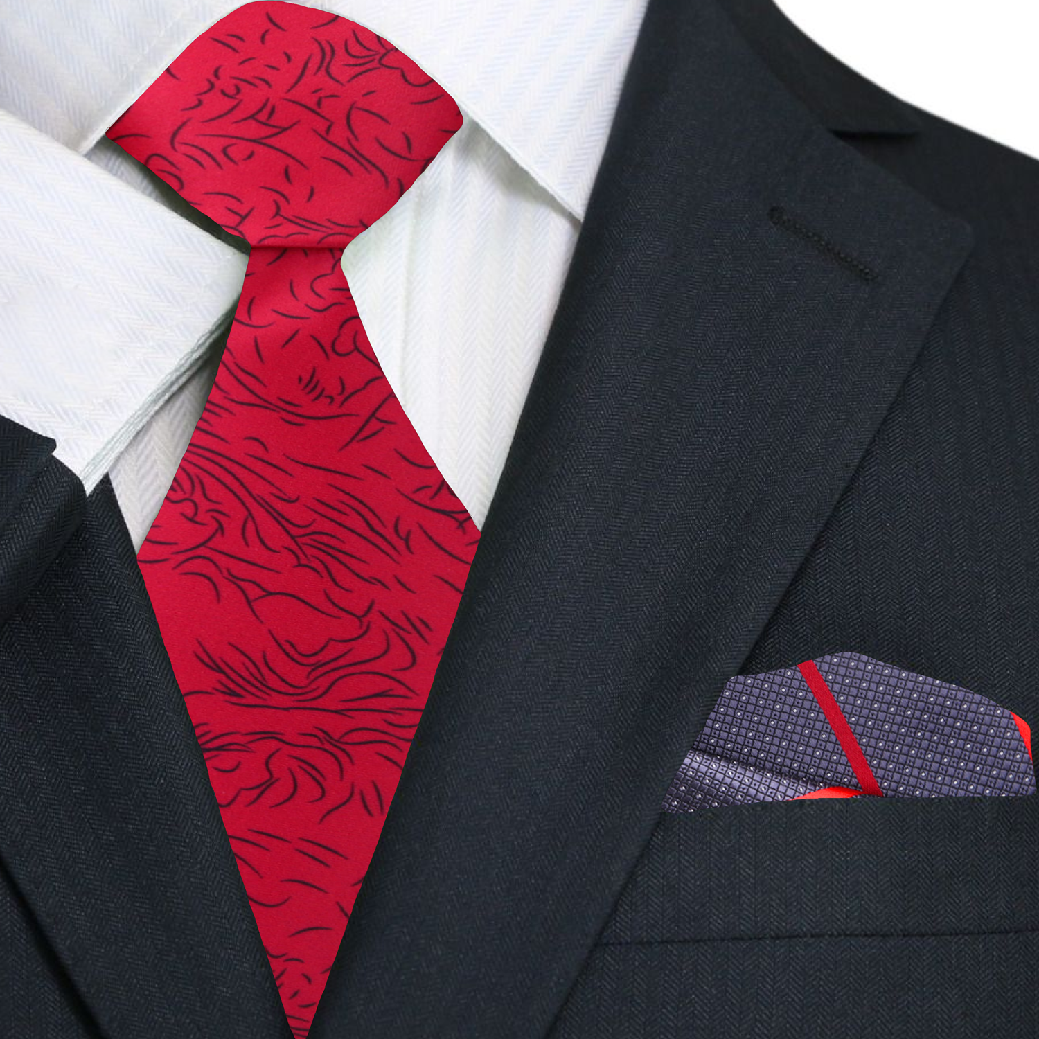 Red Black Eternal Necktie and Square