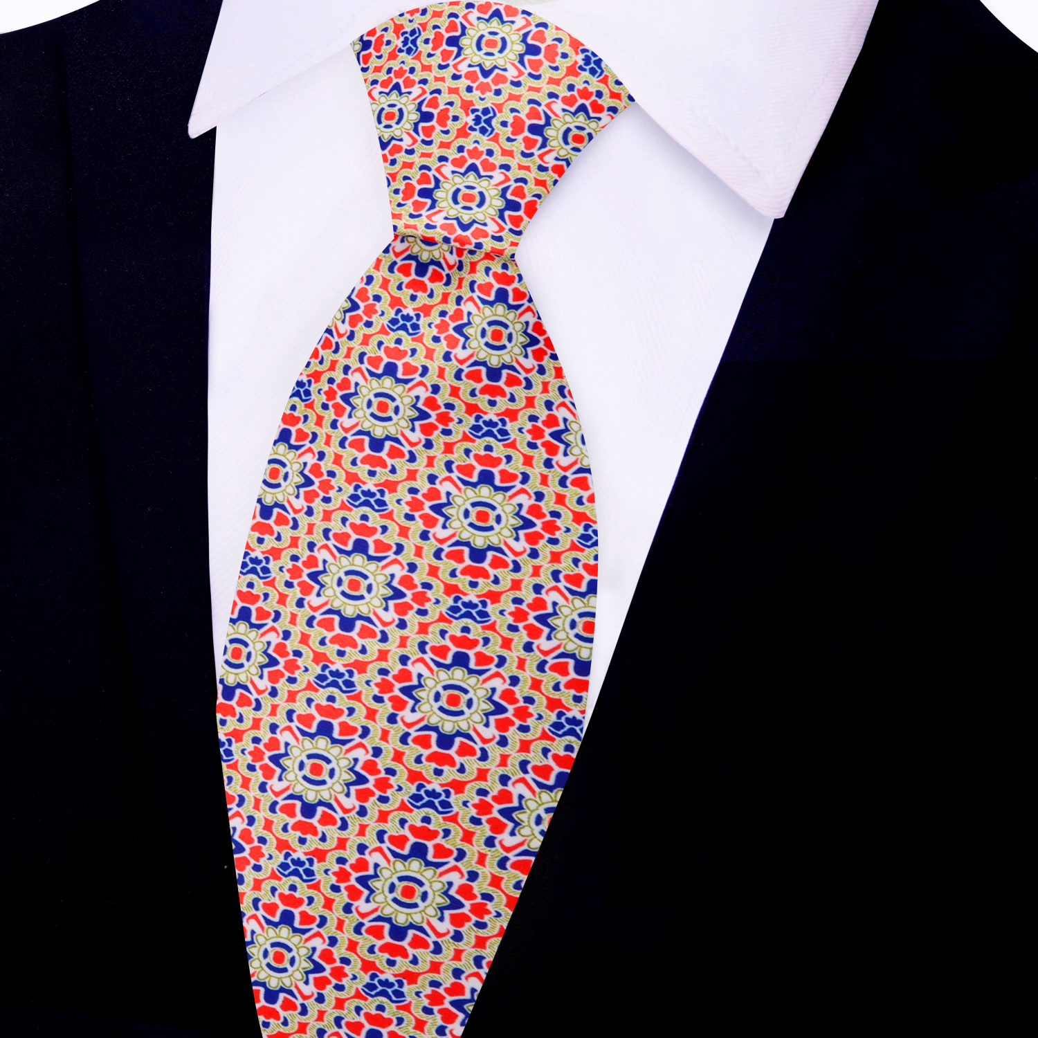 Red, Blue, White Mosaic Necktie  