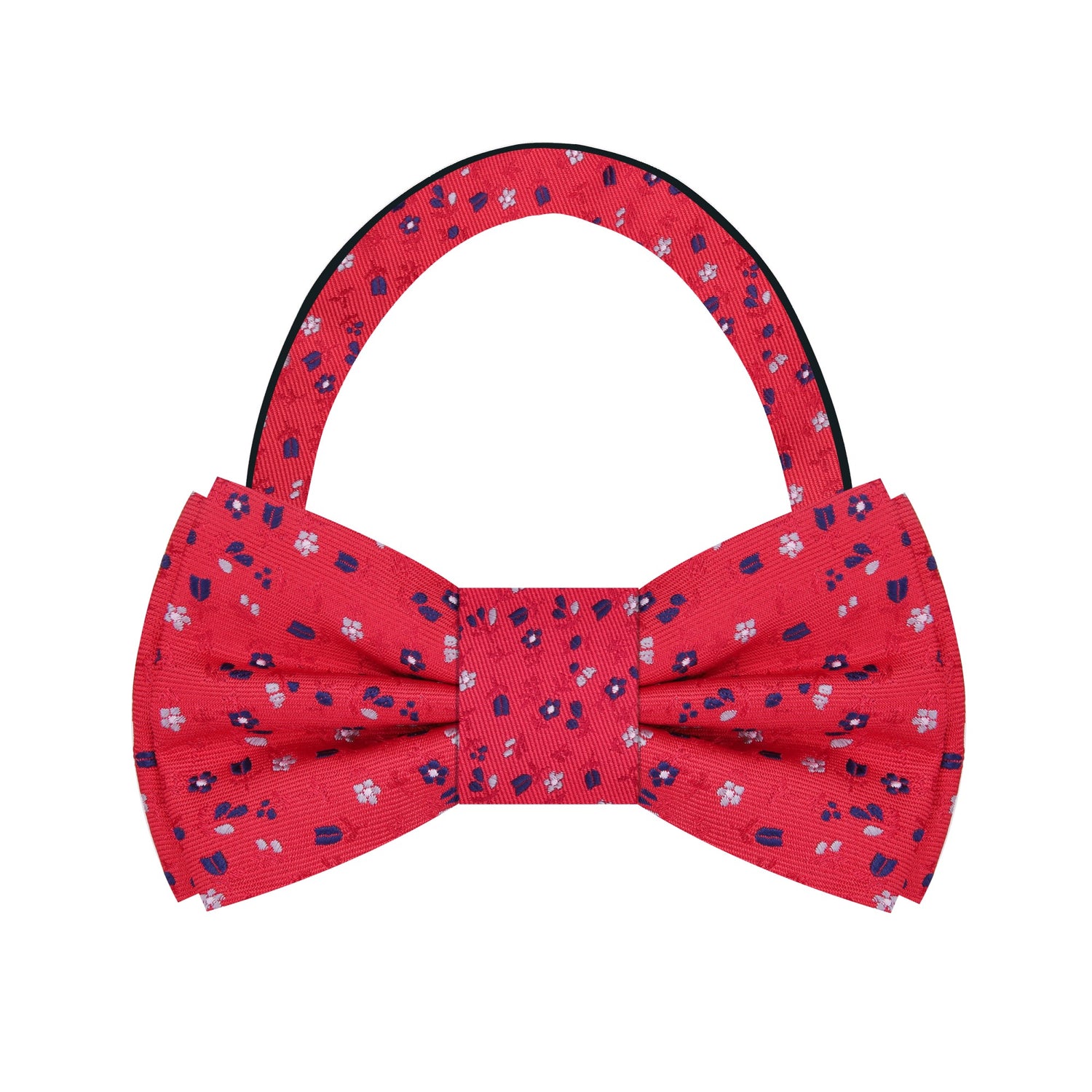 Pre Tied; Red Floral Bow Tie