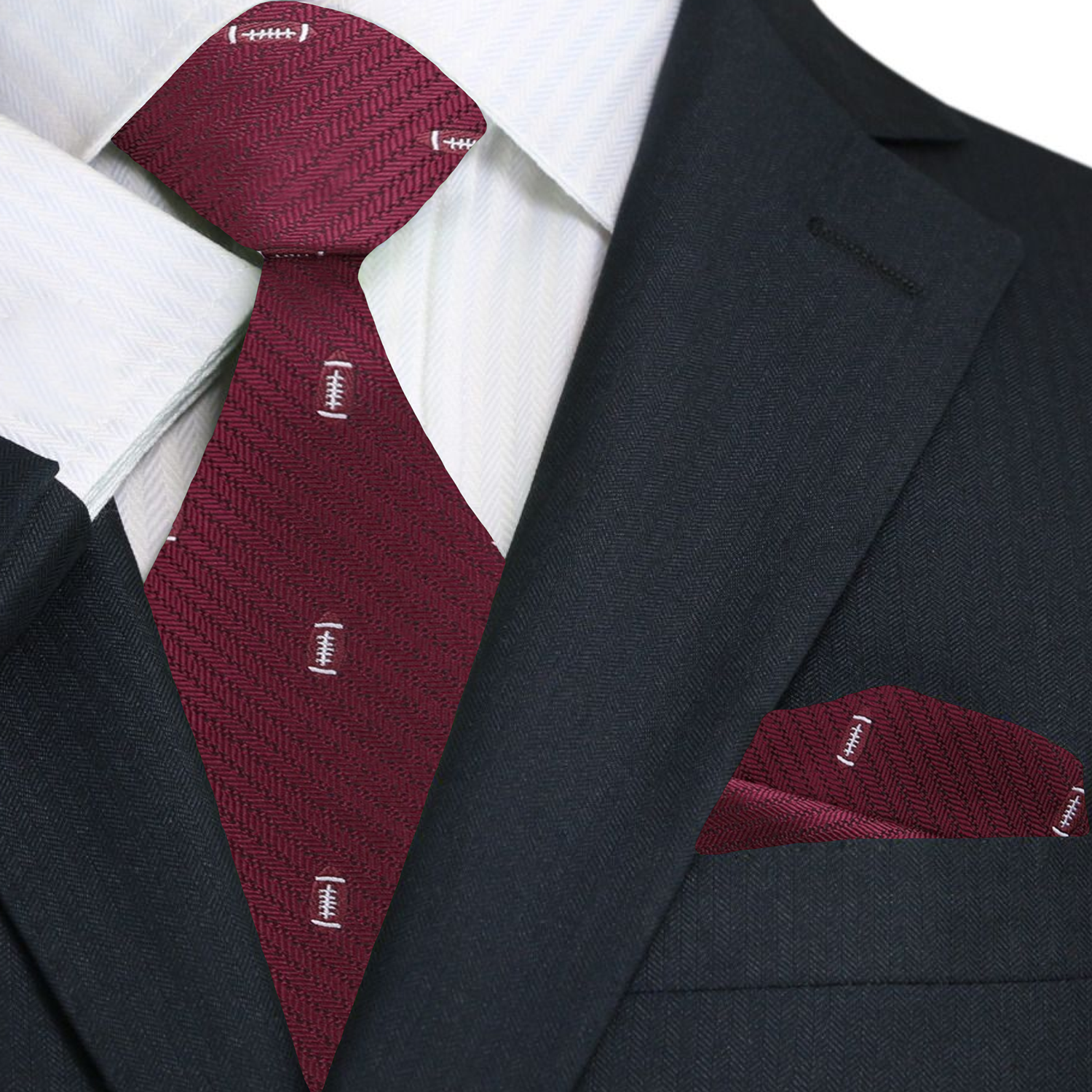 Premium Red Football Necktie and Square