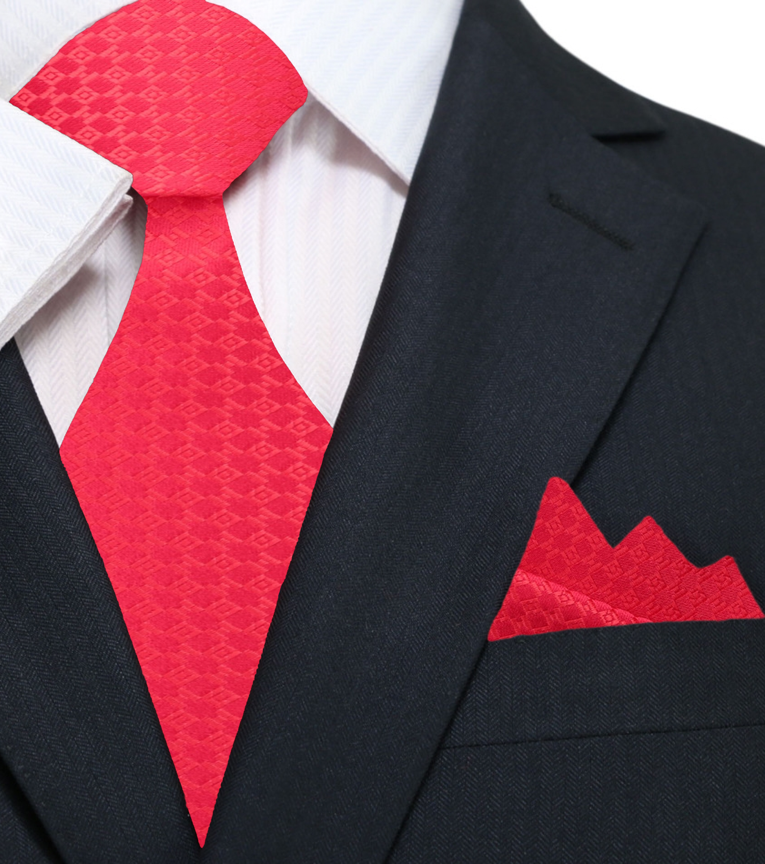 Main: Red Geometric Tie and Pocket Square