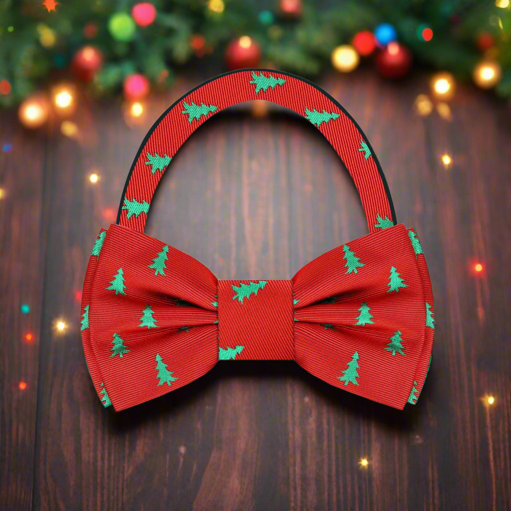 Red, Green Tree Pre Tied Bow Tie