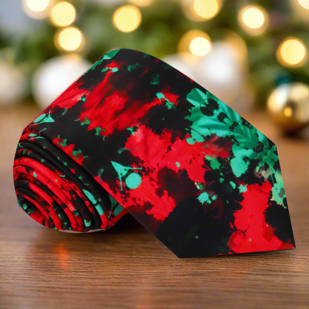 Red and Green Inkblot Tie