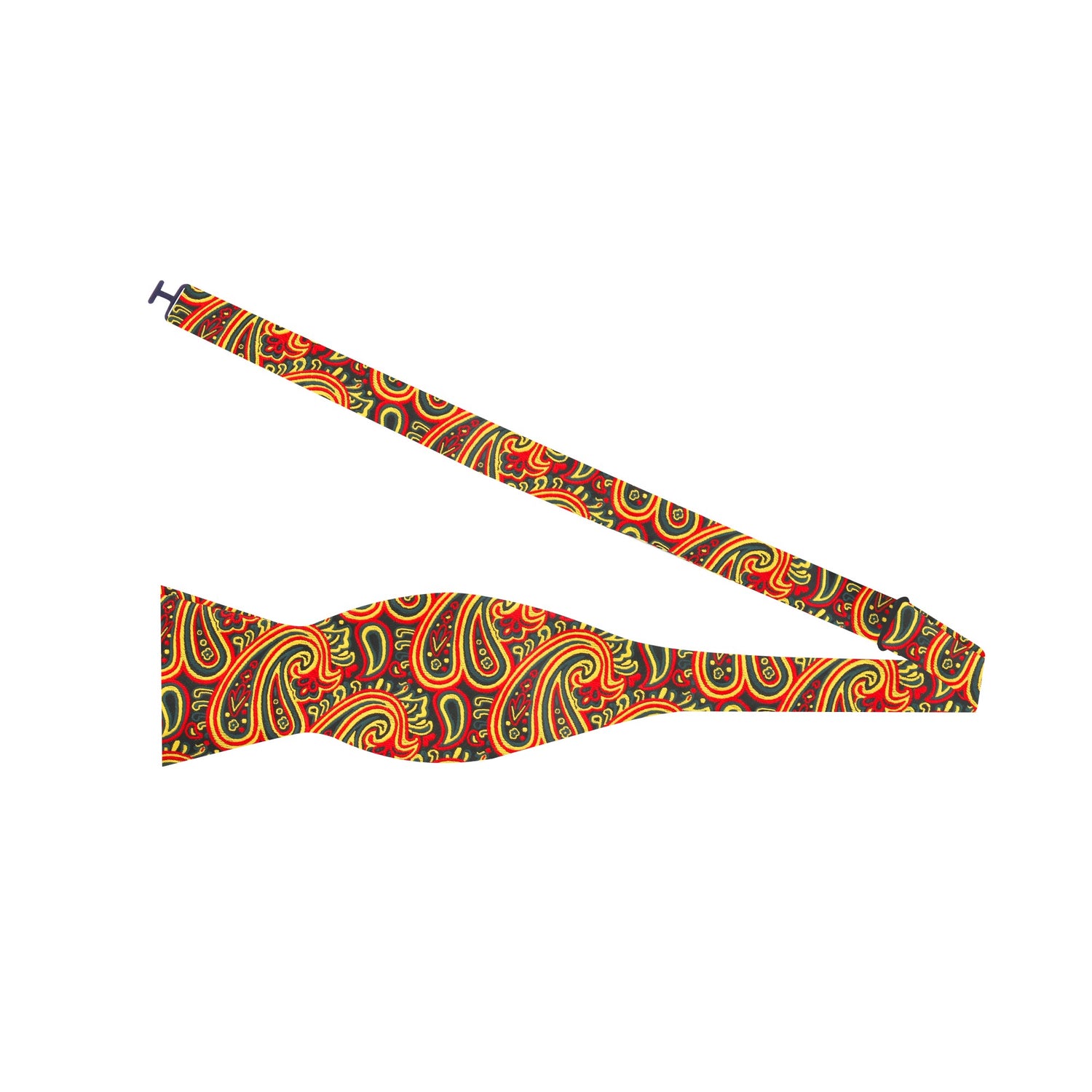 Green, Red, Yellow Paisley Bow Tie Self Tie