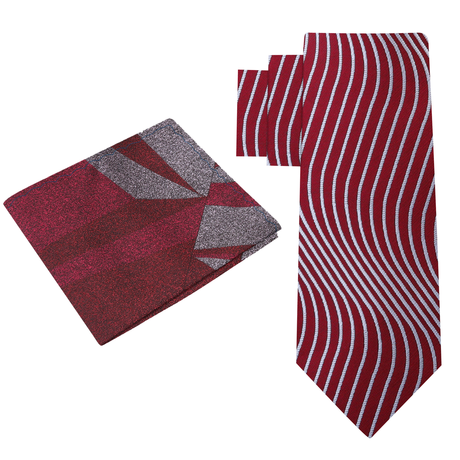 Alt View: Red, Grey Abstract Necktie and Square