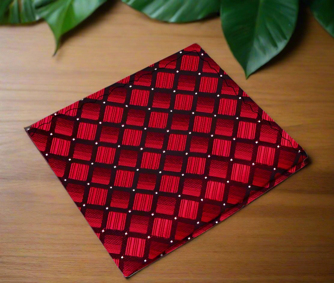 Red Geometric Pocket Square