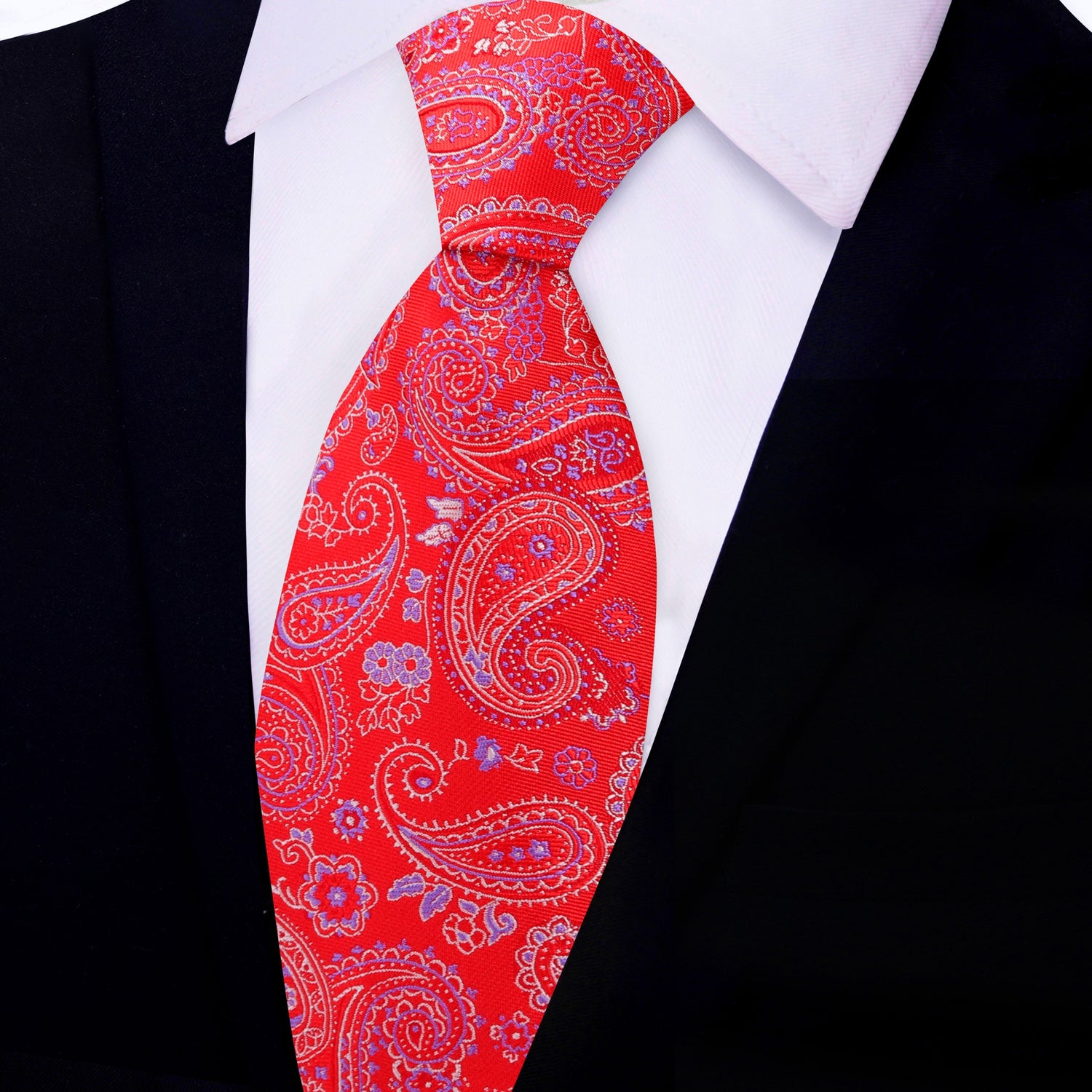 Red, Light Purple Paisley Necktie