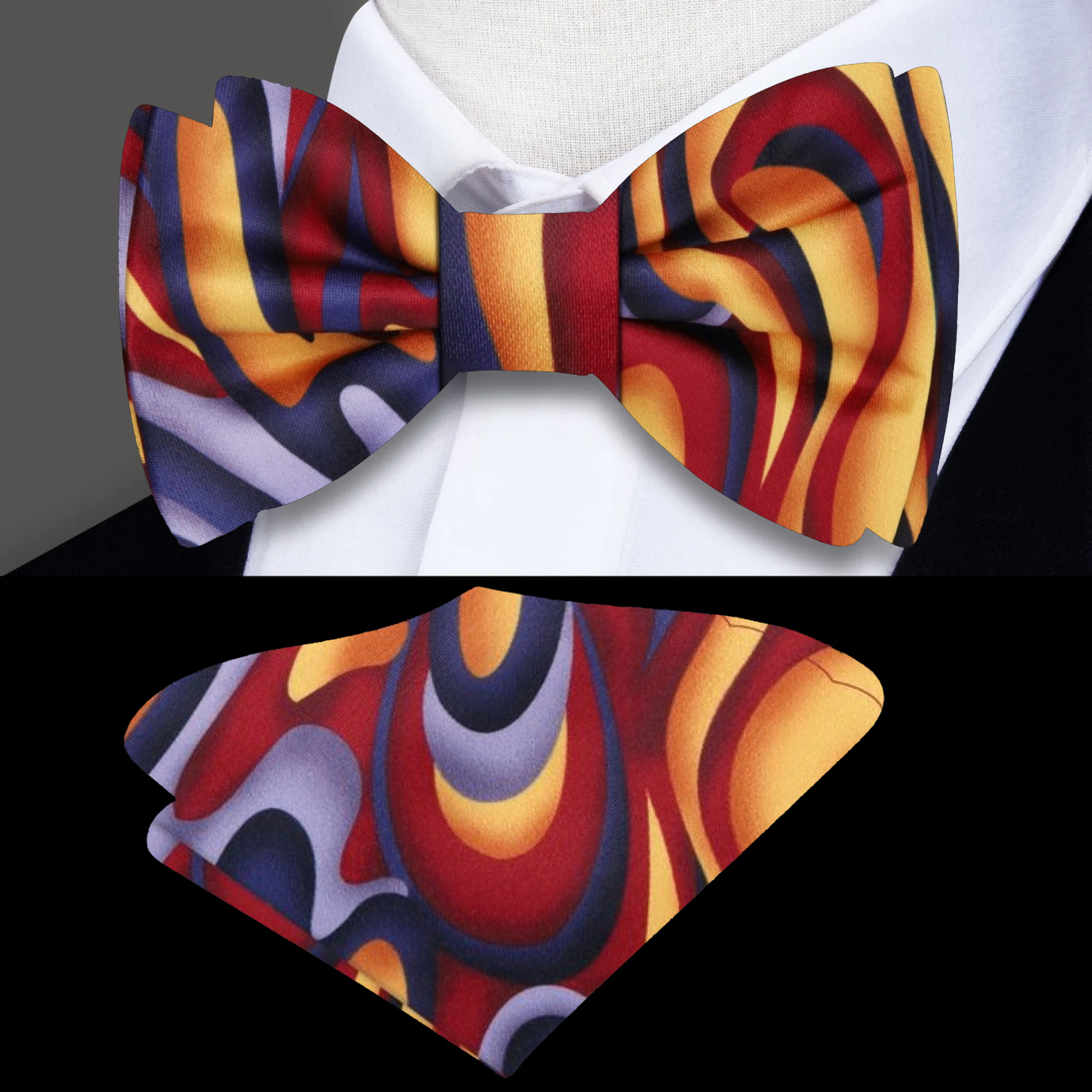 Red, Orange, Grey Abstract Bow tie and Square