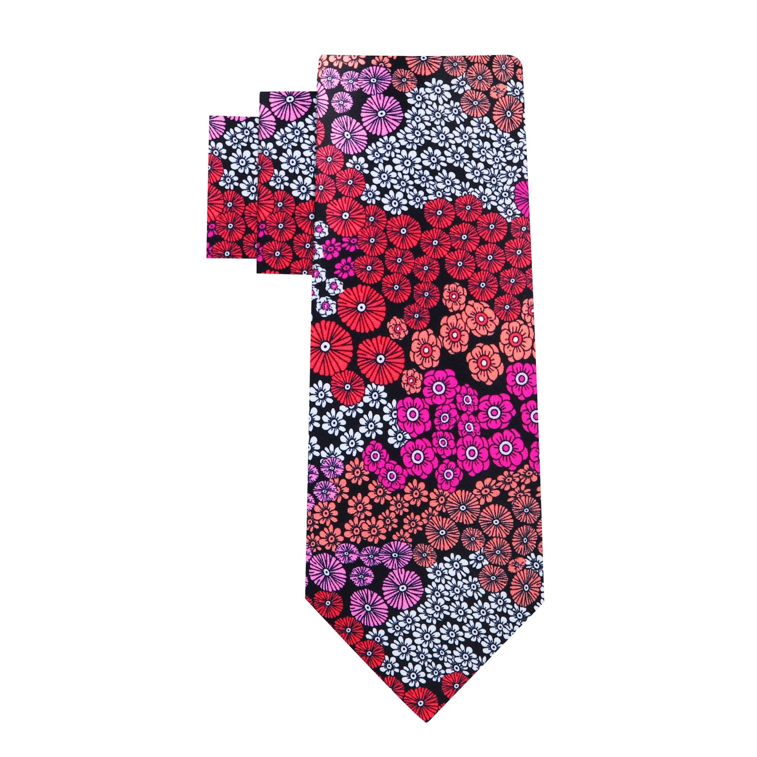 Alt View: Red Pink Orange and White Mixed Flowers Tie
