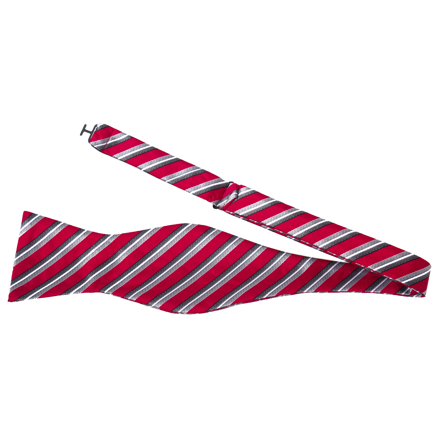 Red Platinum Stripe Bow Tie Self Tie