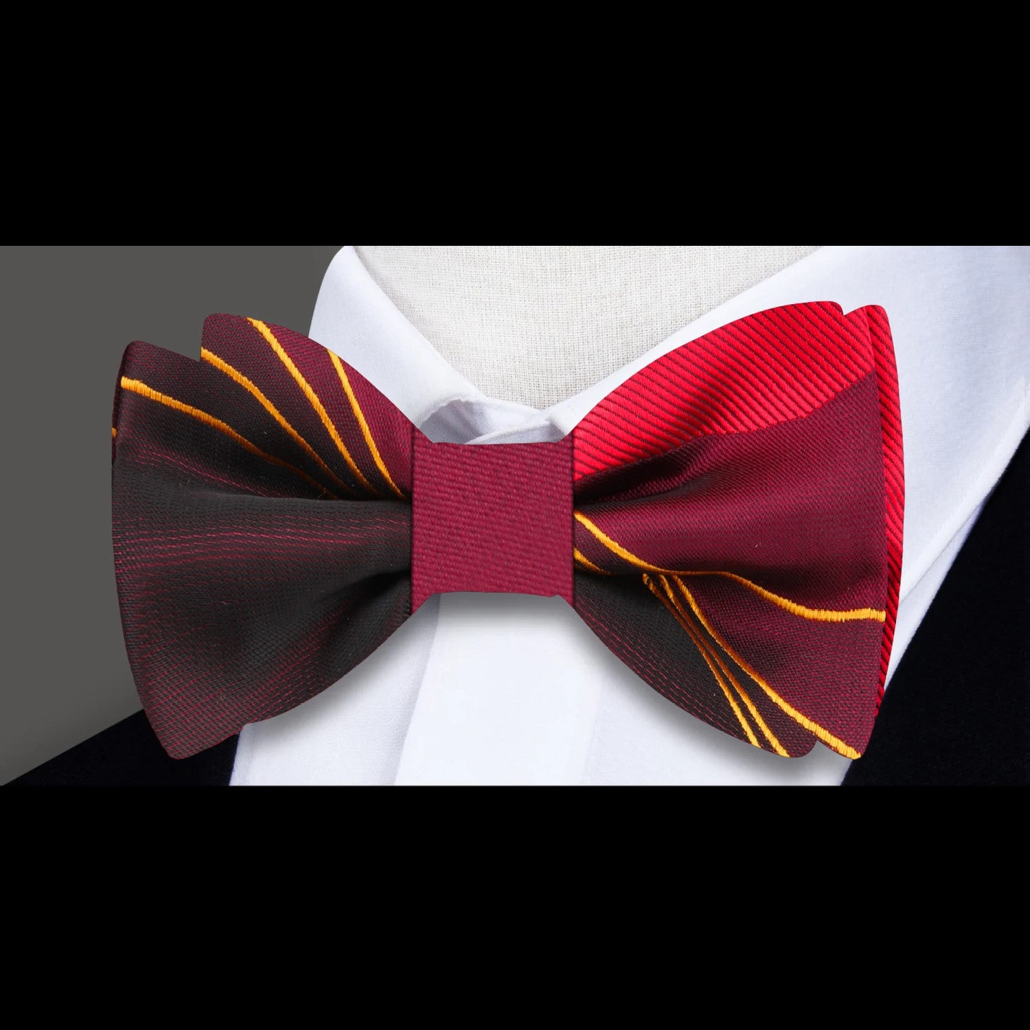 A Burgundy, Red, Gold Abstract Pattern Single Bow