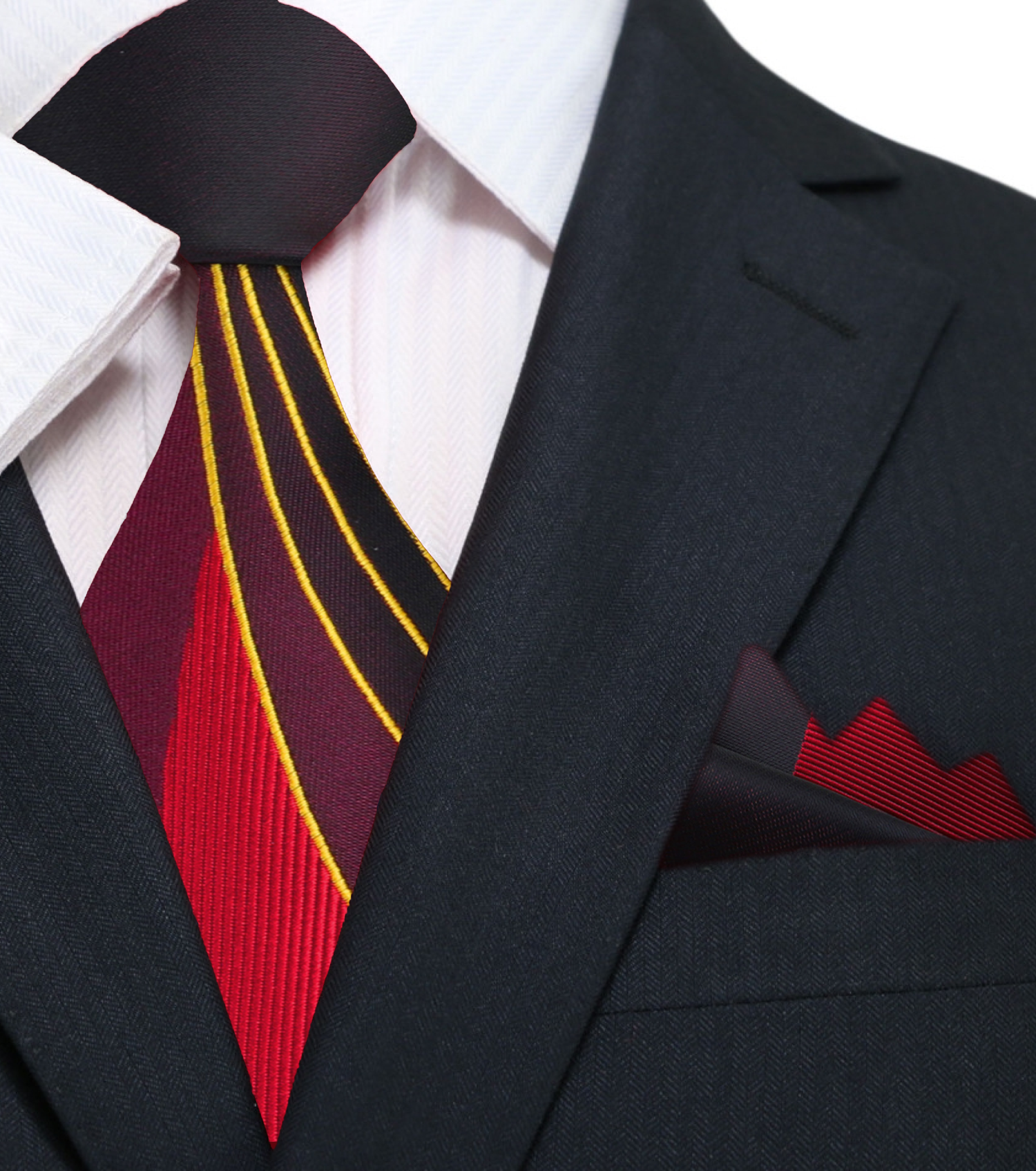 Shades of Red and Yellow Abstract Tie and Square