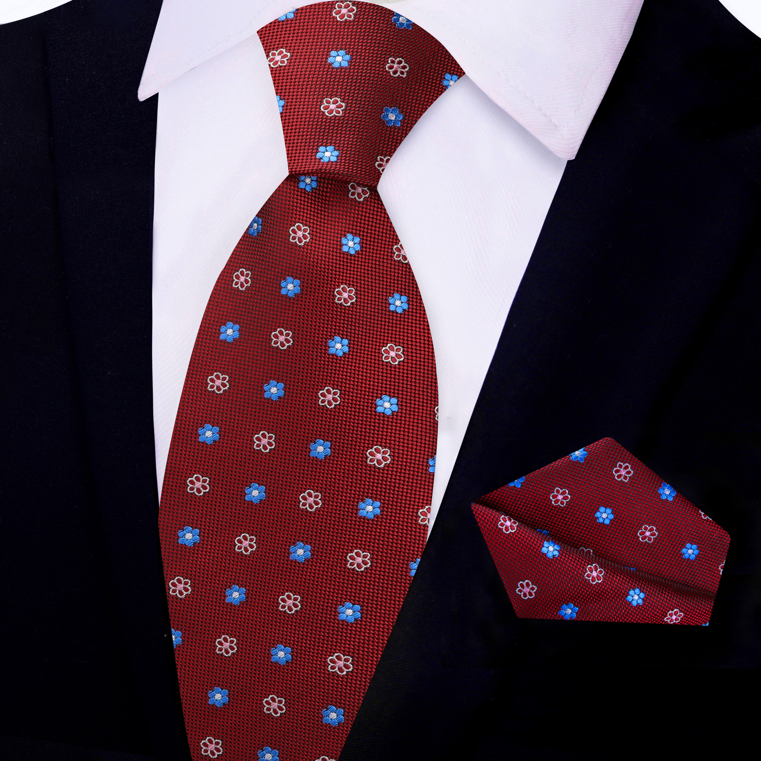 Sparkling Red Floral Necktie