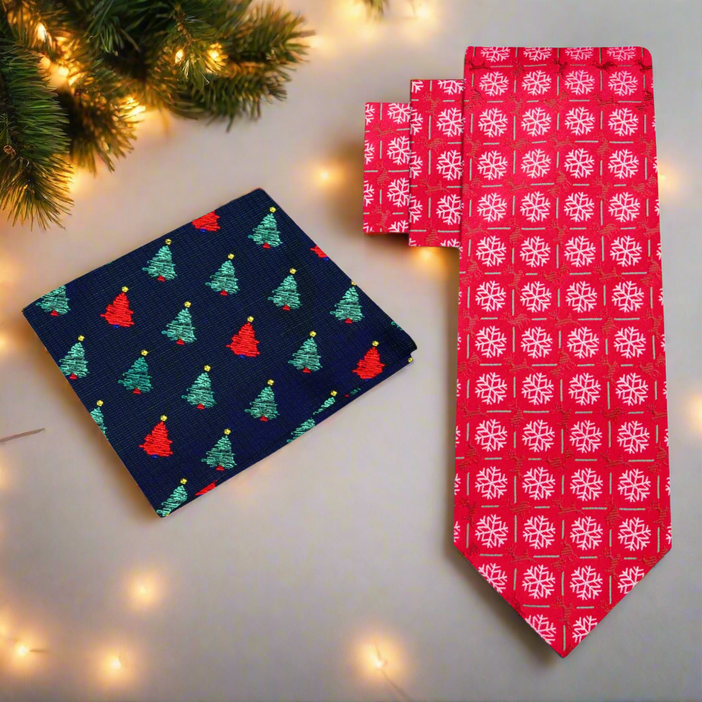 alt Red Snowflake Tie and Accenting Square