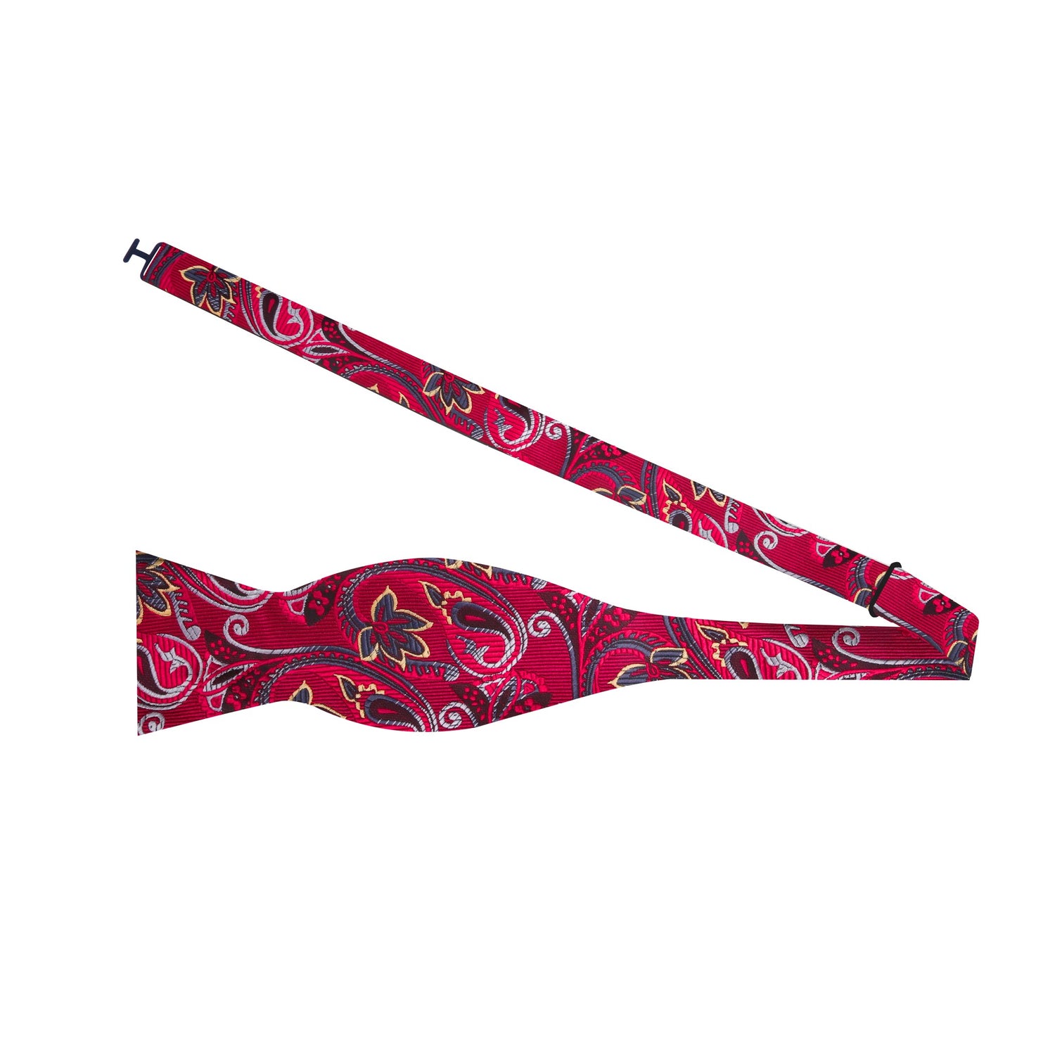 Single Self Tie Bow Tie With A Red Paisley Pattern