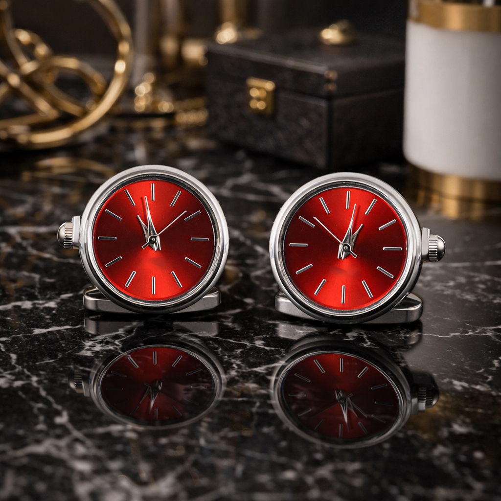 Watch Face Cufflinks | Blue, Green, or Shield Style Formal Detail
