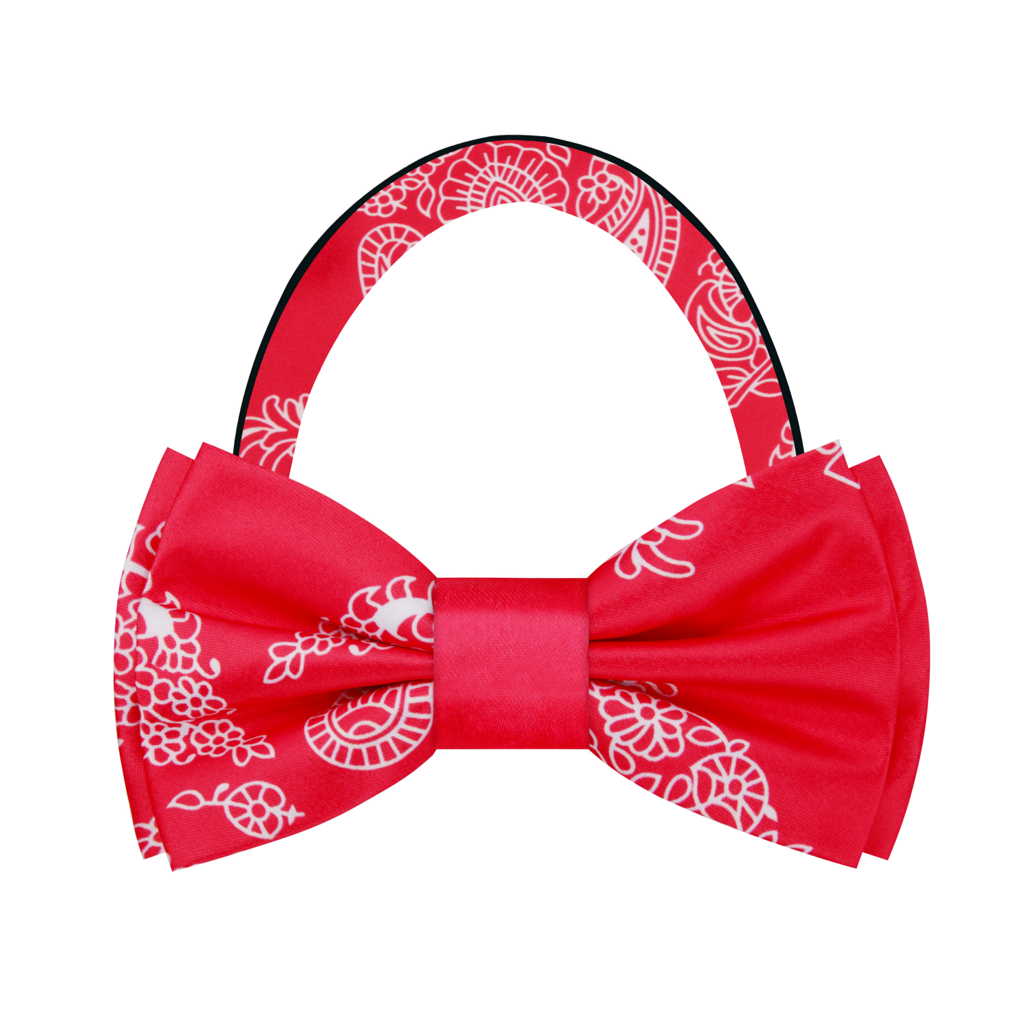 Red, White Paisley Bow Tie Pre Tied
