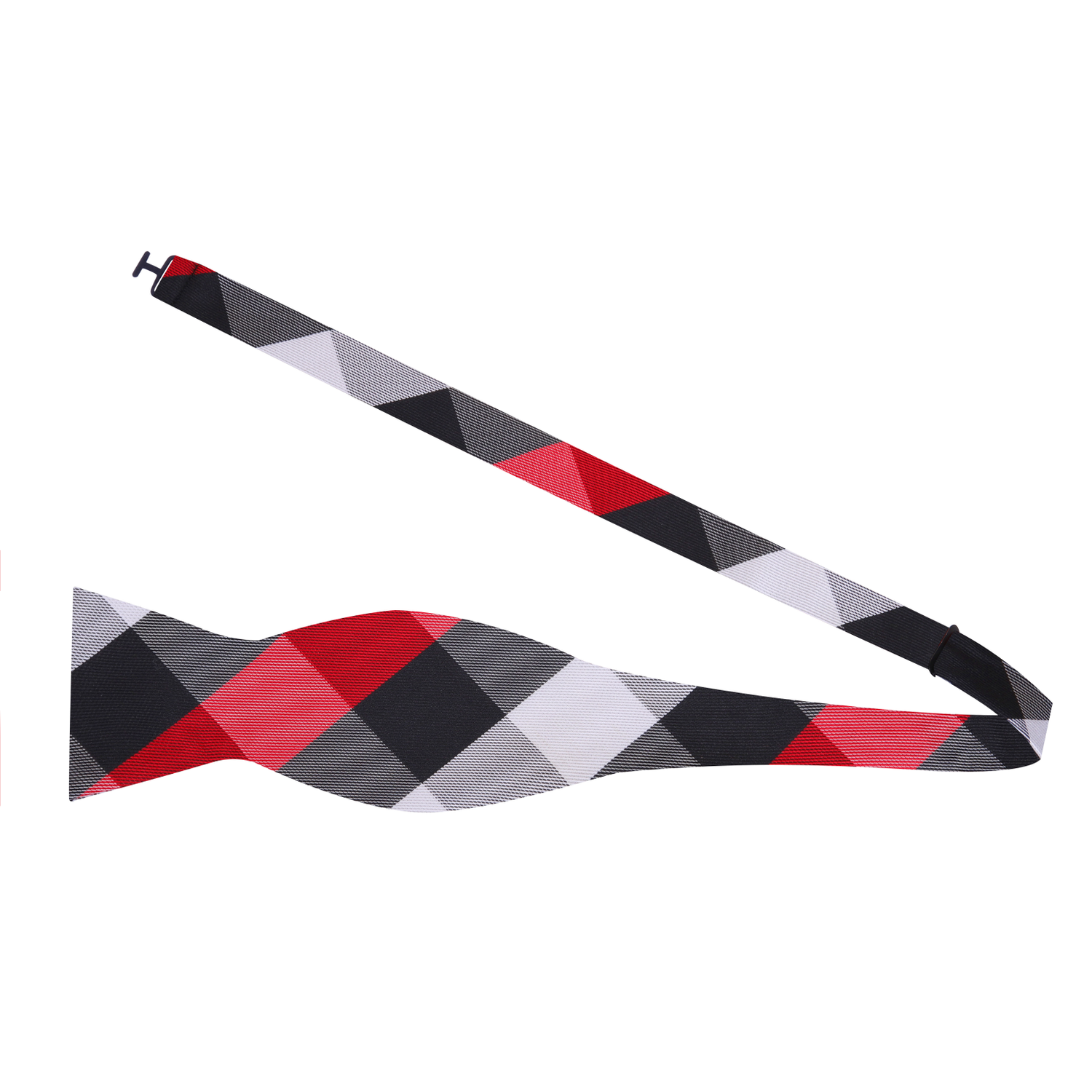 Red Black Grey Plaid Bow Tie Self Tie