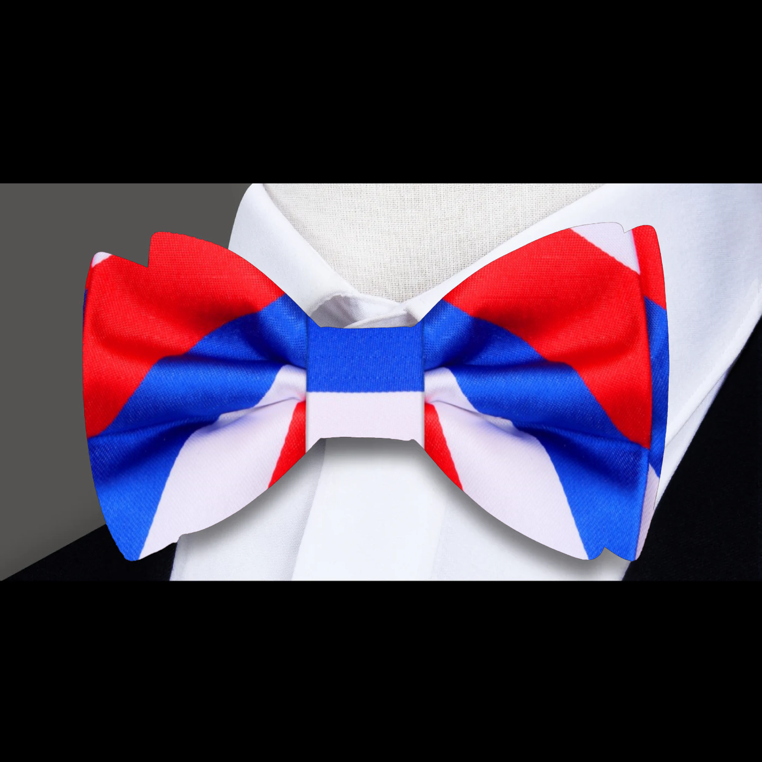 Red, White and Blue Block Stripe Bow Tie