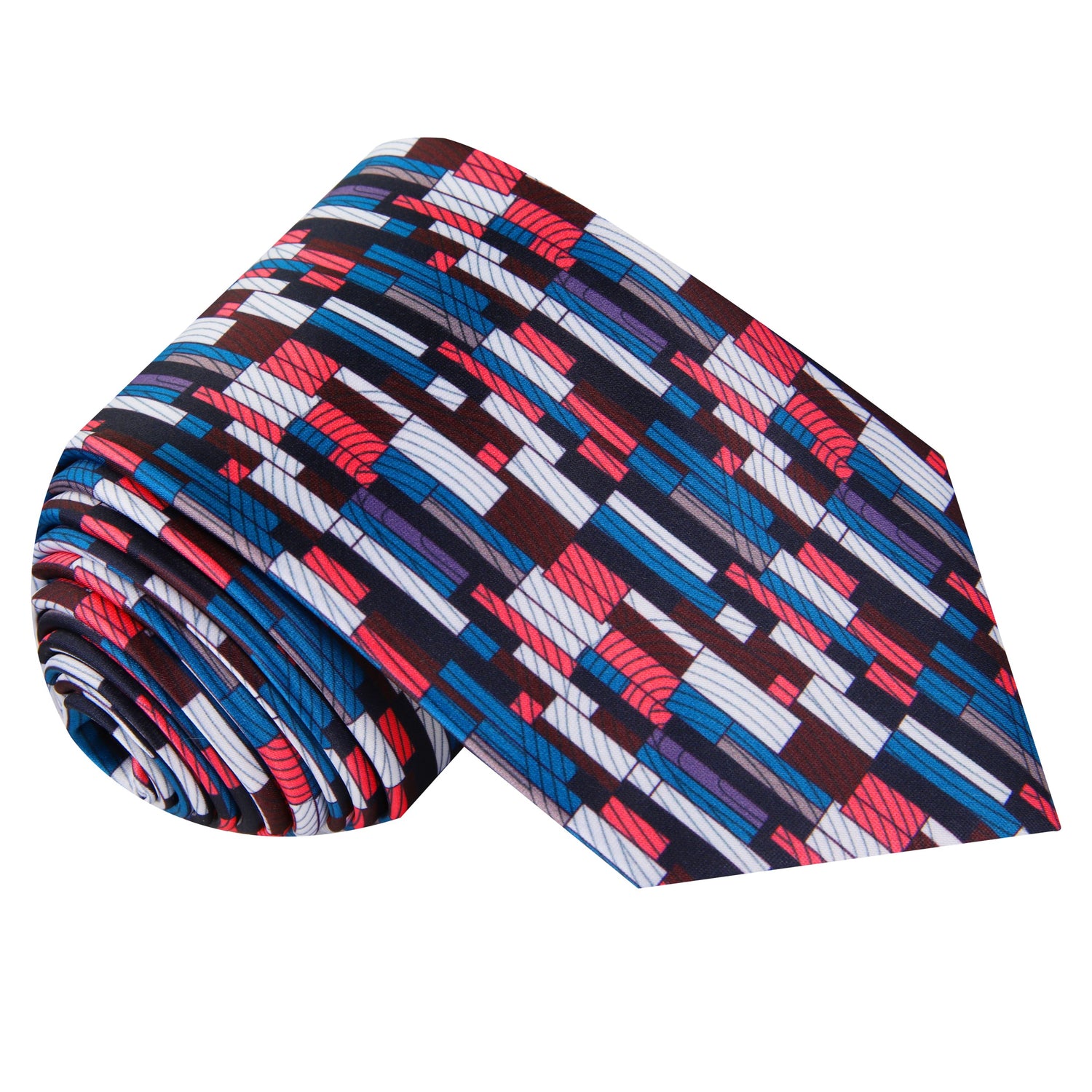 Red, White, Blue Kente Pattern Necktie View 3