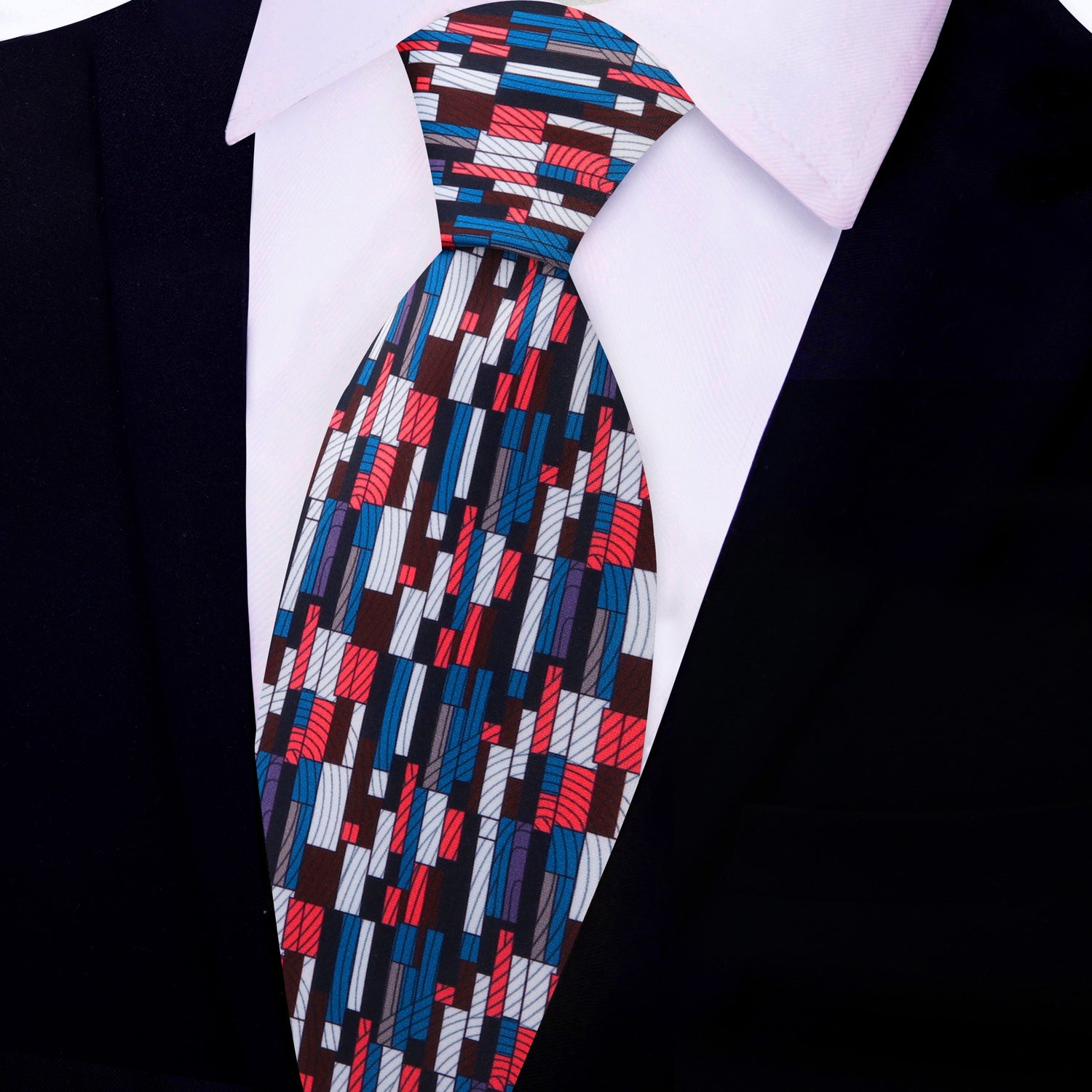Red, White, Blue Kente Pattern Necktie