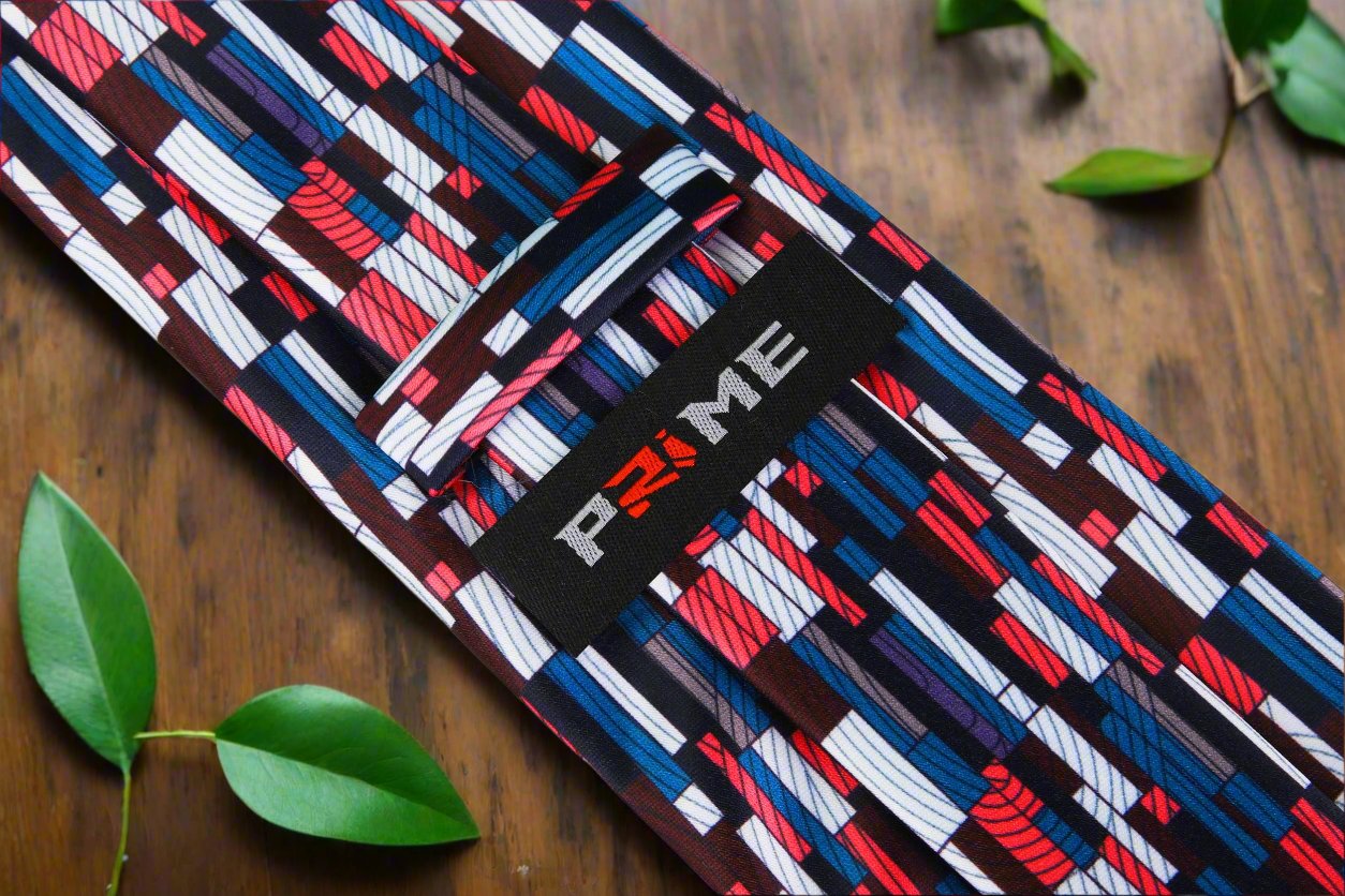 Red, White, Blue Kente Pattern Necktie Keep