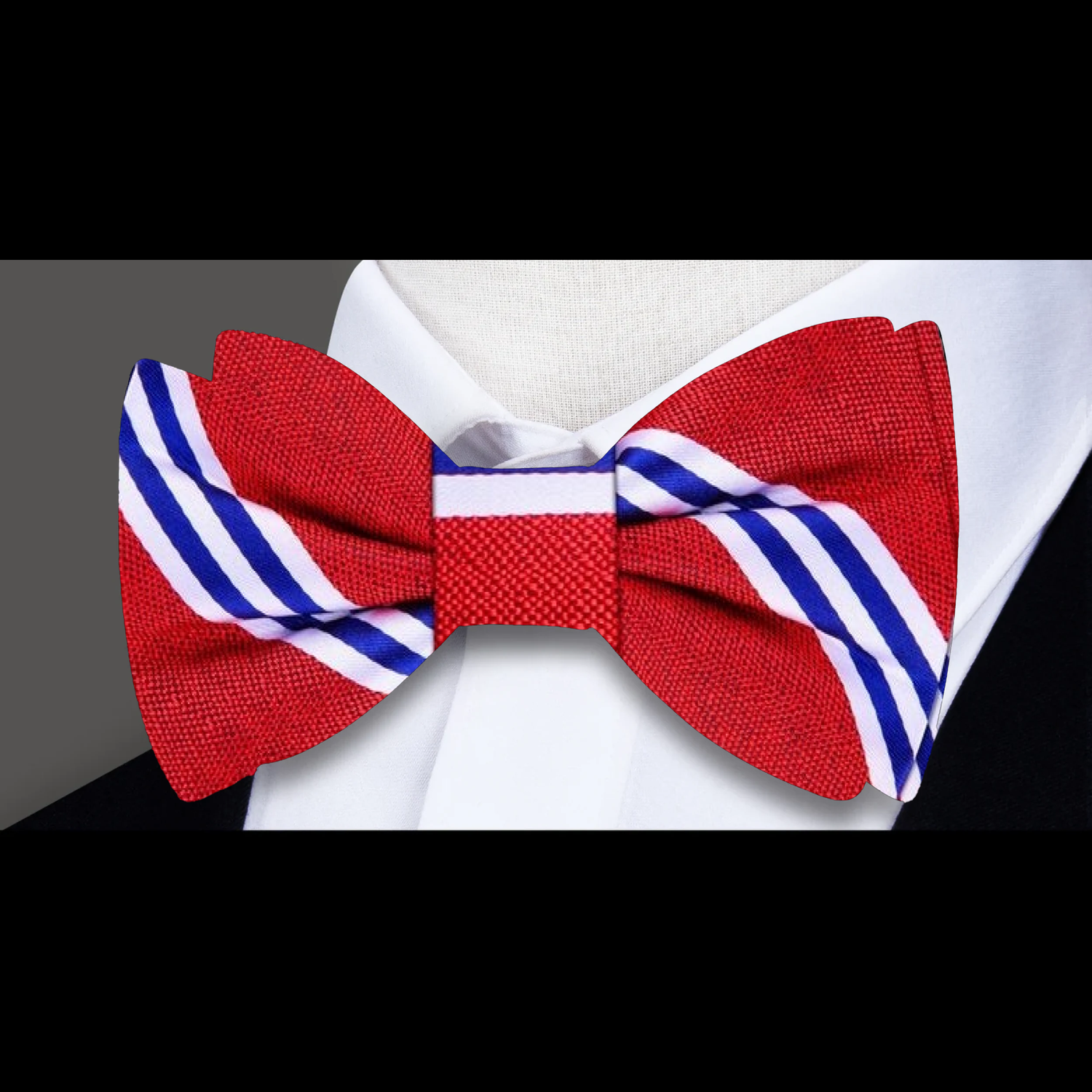 Red White Blue Double Play Stripe Bow Tie