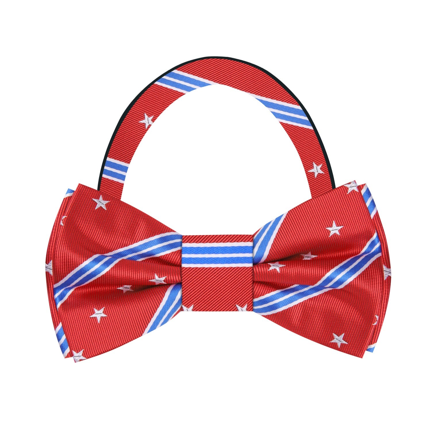 Pre Tied Red, Blue, White Stars And Stripes Bow Tie
