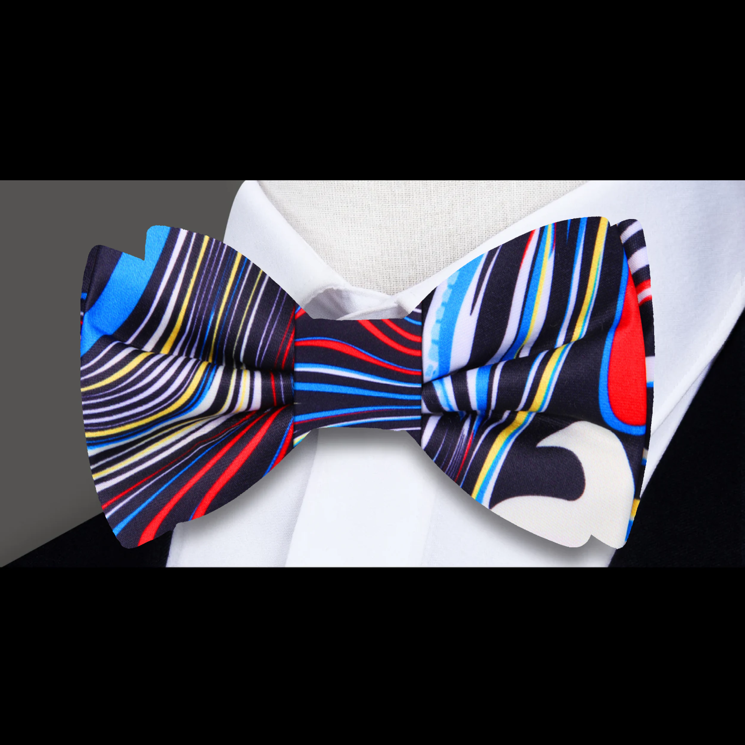  Red, White, Blue, Black Abstract Bow Tie