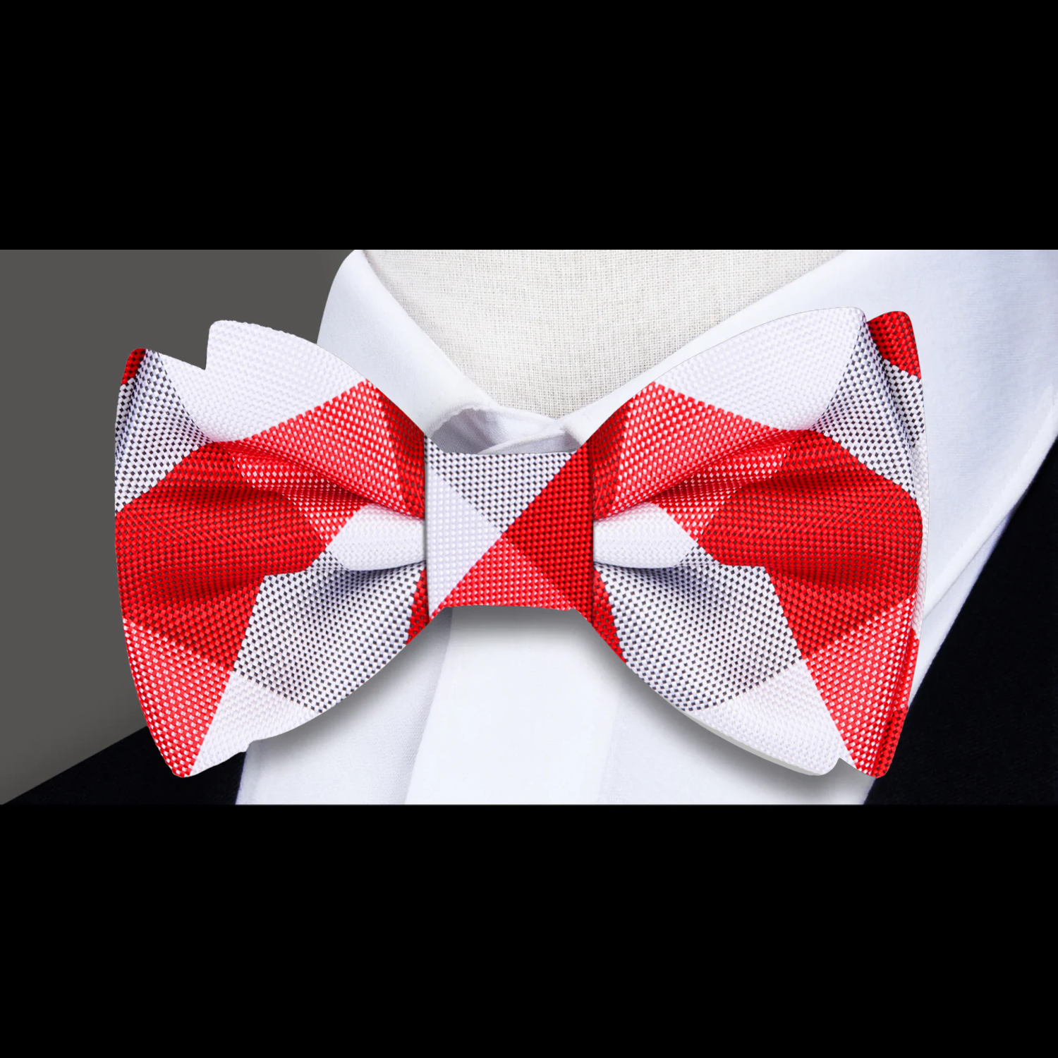 Red White Plaid Bow Tie