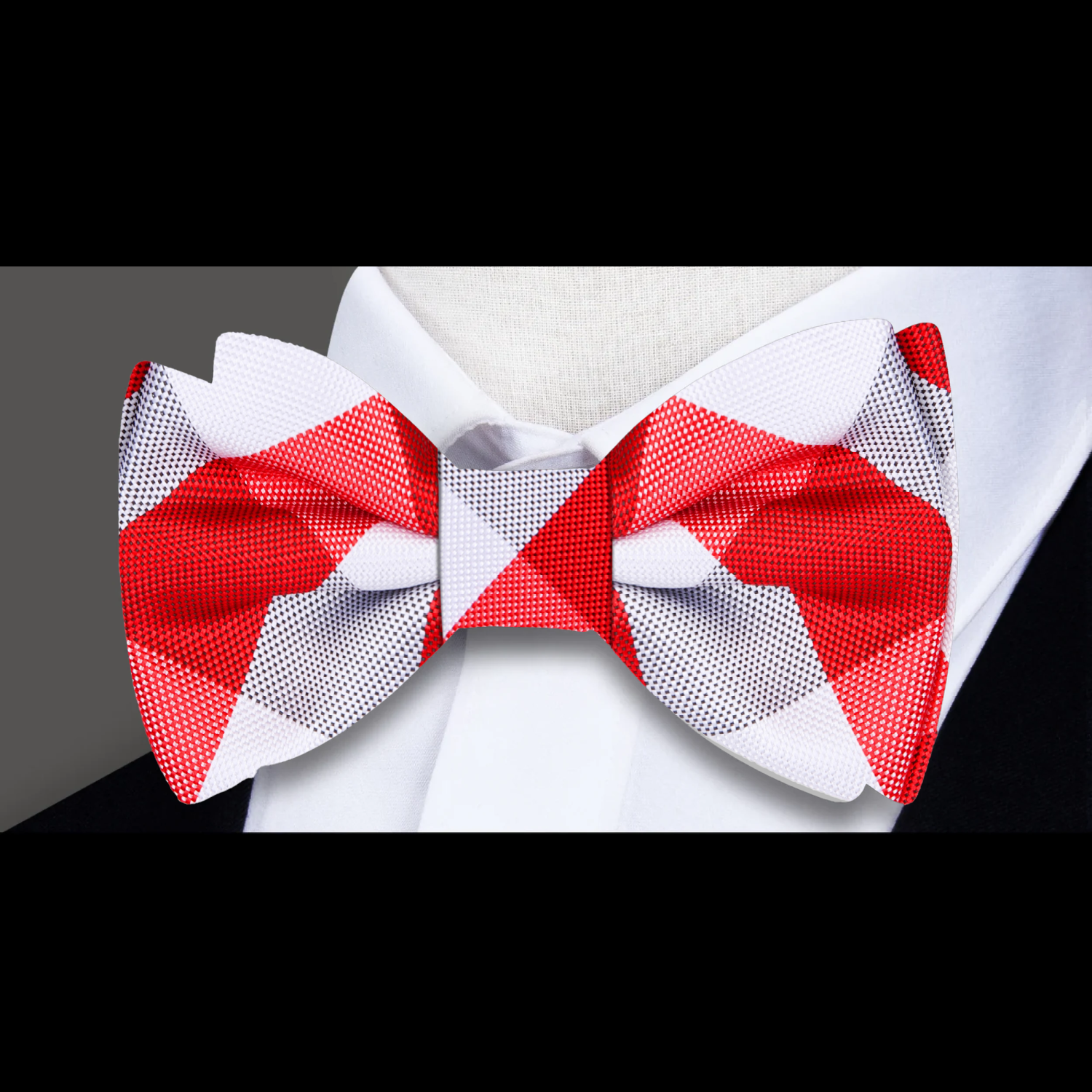 Red, White Plaid Bow Tie  