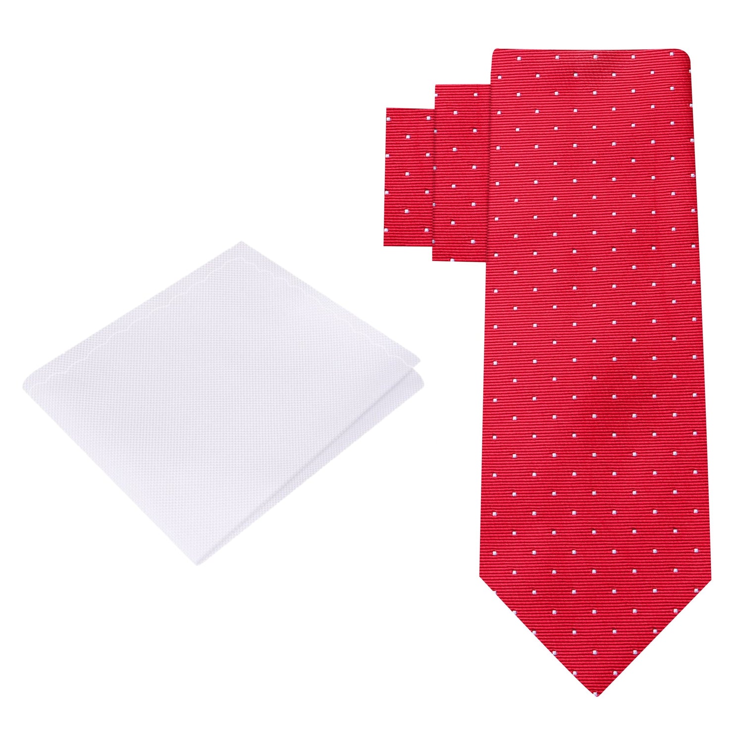 View 2: Red, White Polka Necktie and White Square