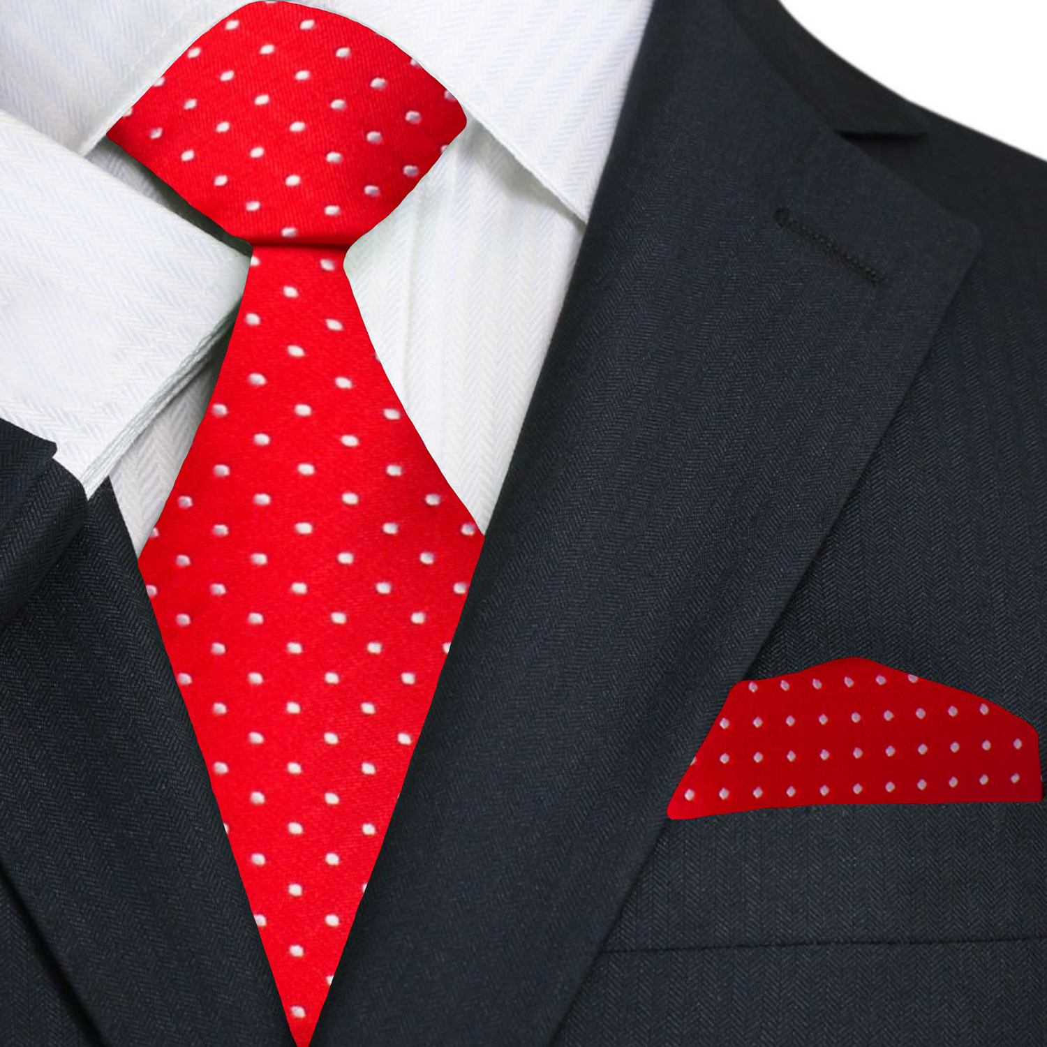 Main: Red, White Polk Tie and Square
