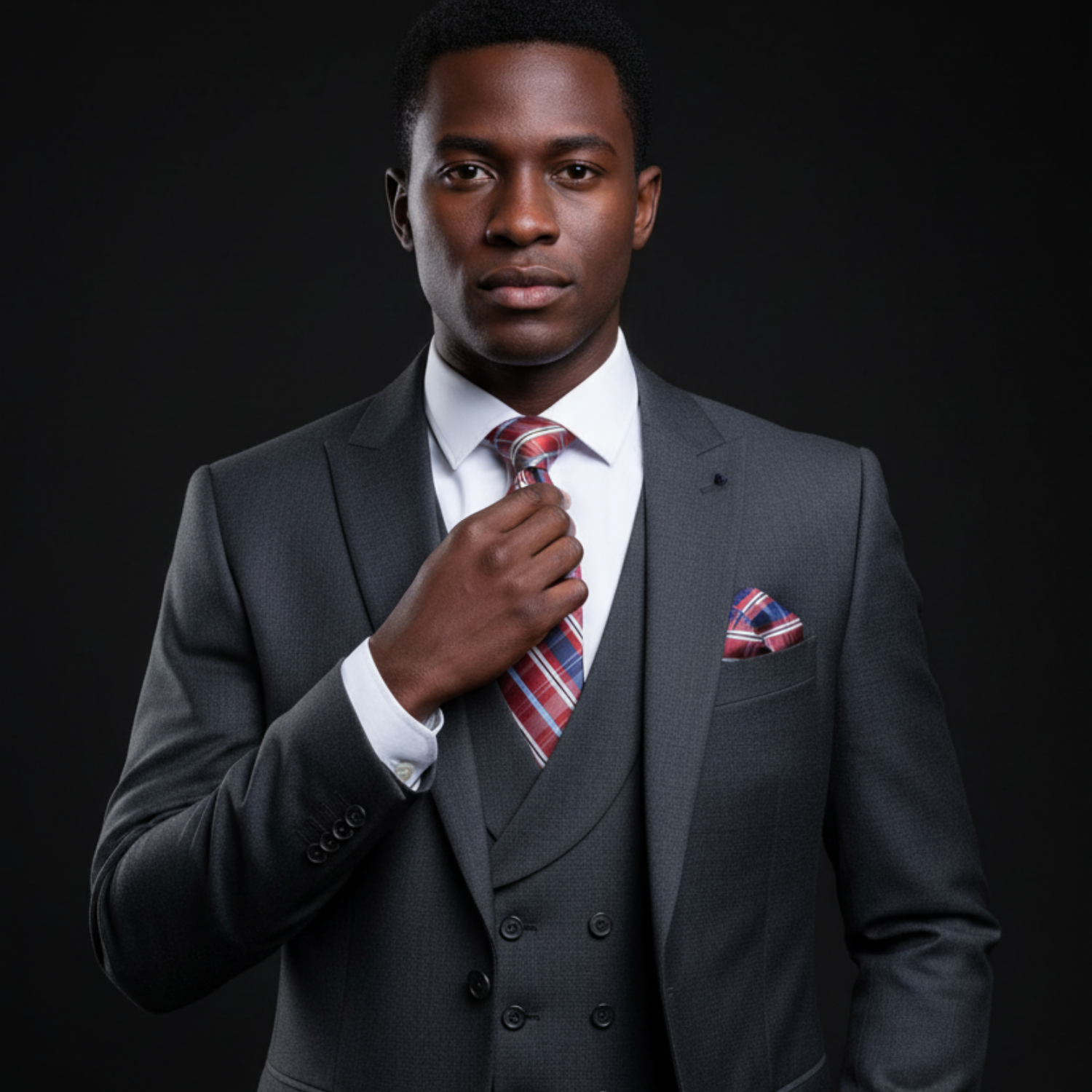 Arcadia Plaid Necktie & Square