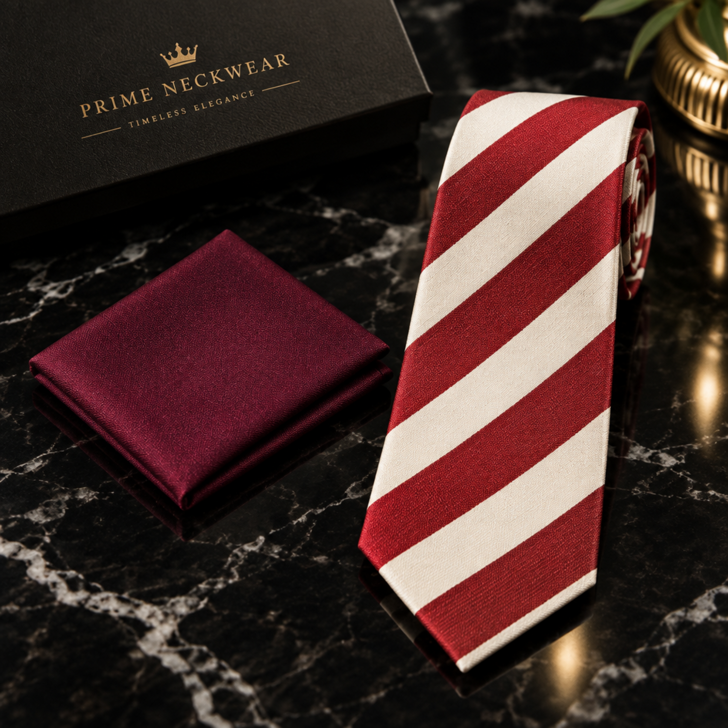 Red & Ivory Broad Stripe Necktie