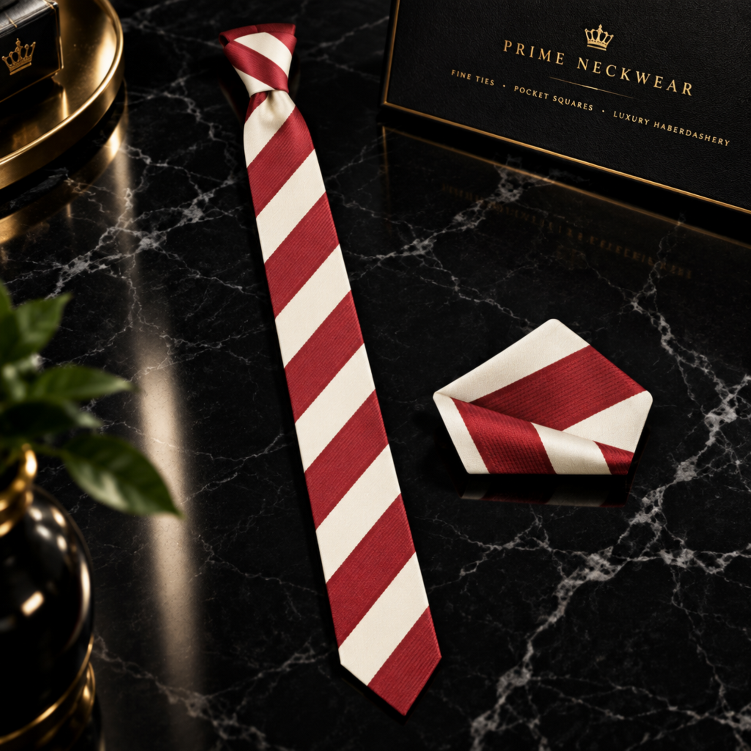 Red & Ivory Broad Stripe Necktie