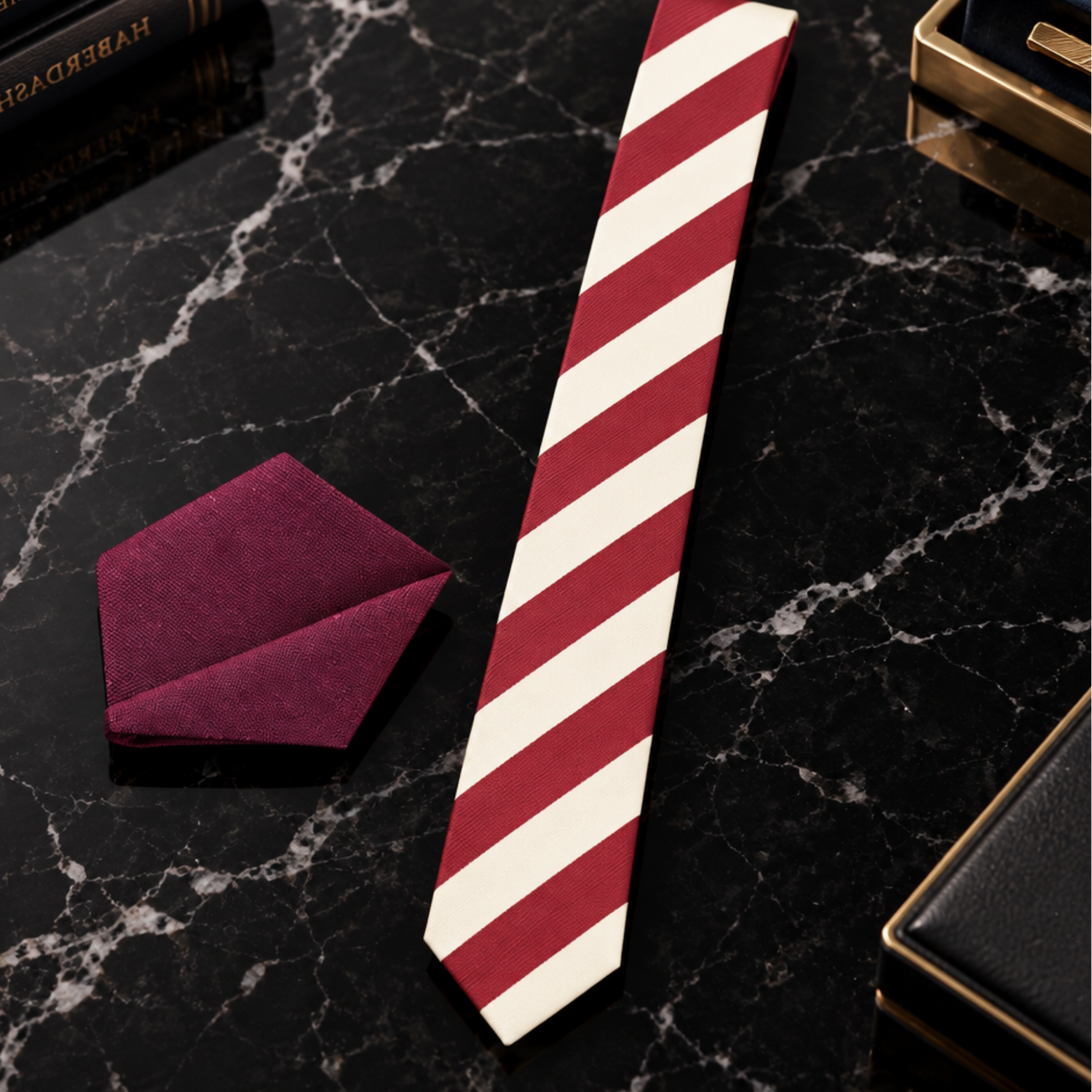 Red & Ivory Broad Stripe Necktie