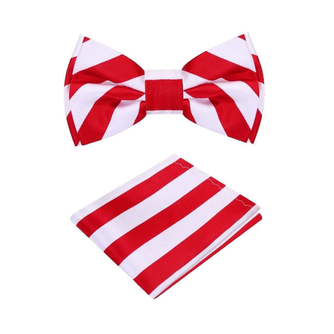 White with Red Stripe Bow Tie and Square