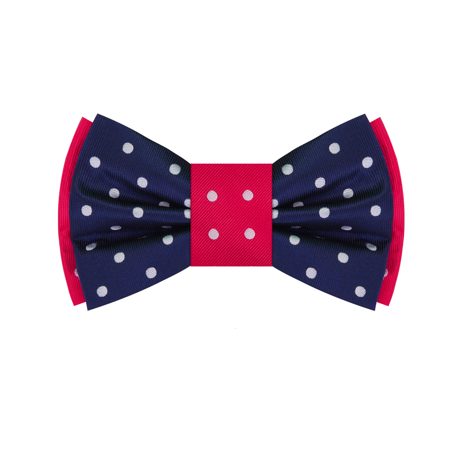 Double Sided Blue, Grey, Red Polka Dot Bow Tie Pre Tied