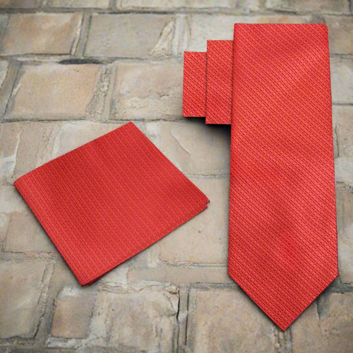 A red necktie and square