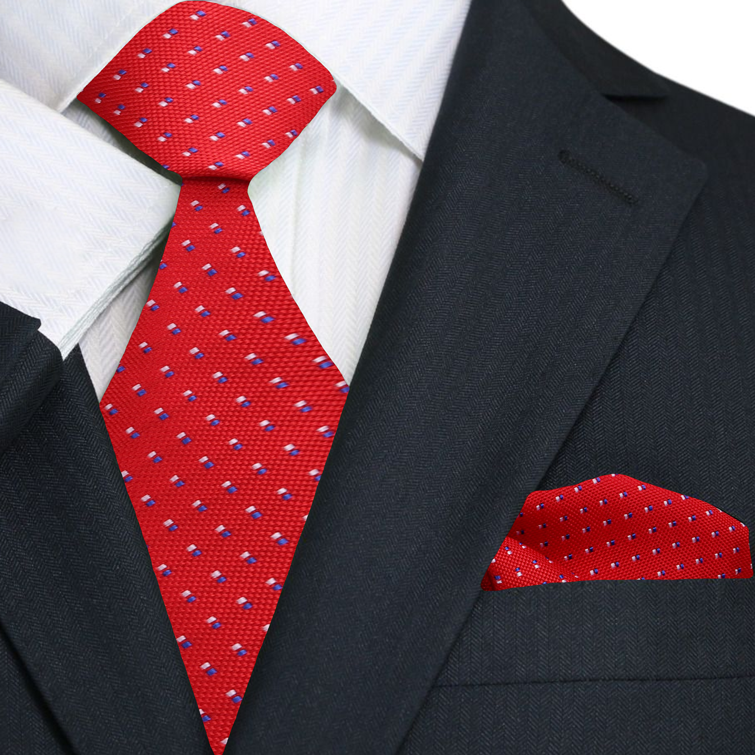 Main View: Red, White, Blue Polka Tie and Square