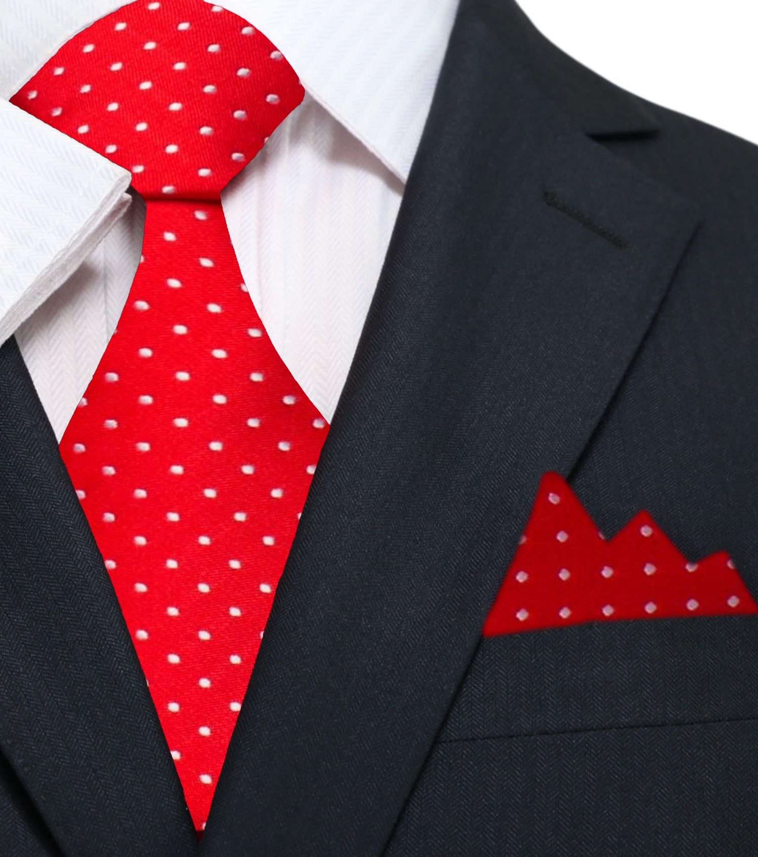 Main: Red, White Polk Tie and Square
