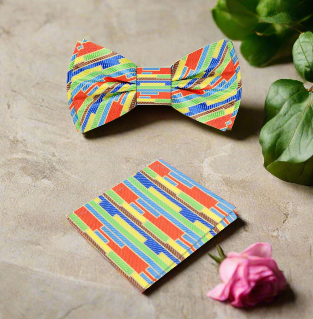 Multi Color Pre Tied Bow Tie and Square 2