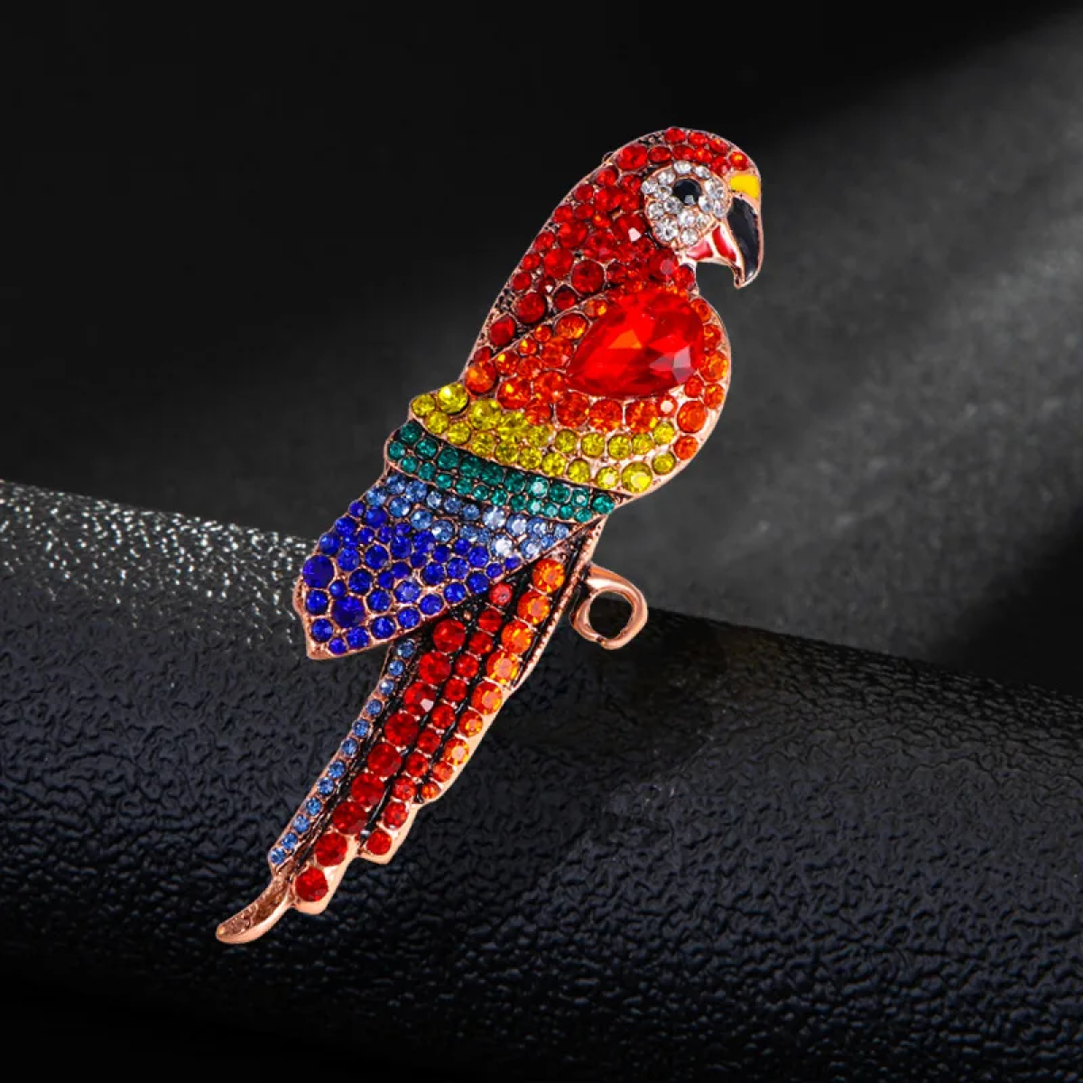 Multi Colored Rhinestone Parrot Lapel Pin