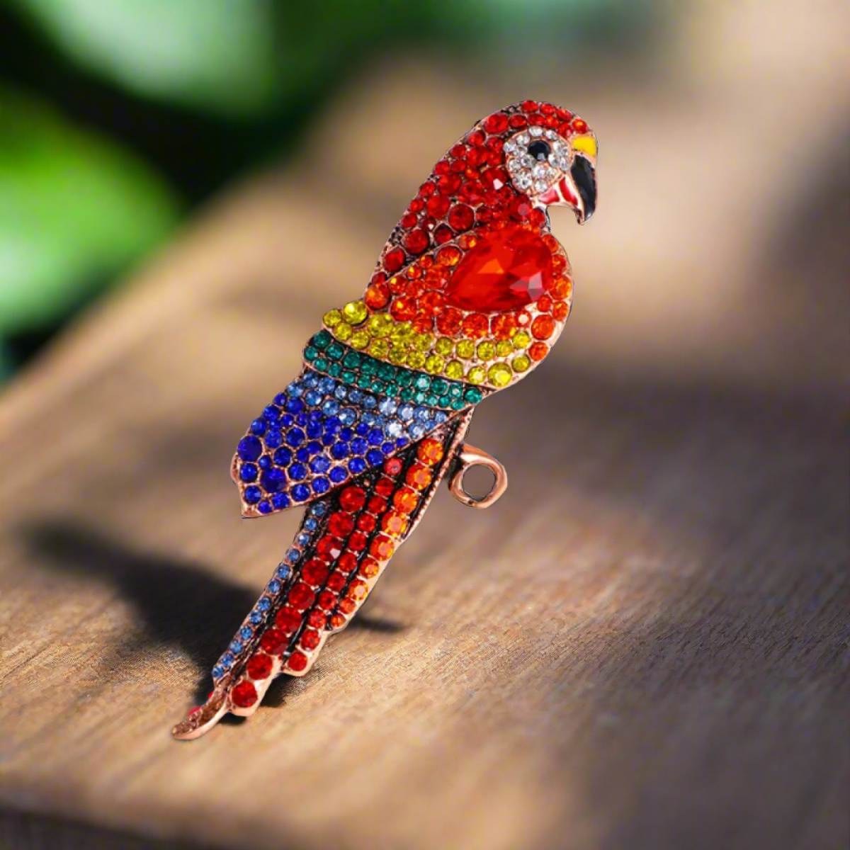 Multi Colored Rhinestone Parrot Lapel Pin