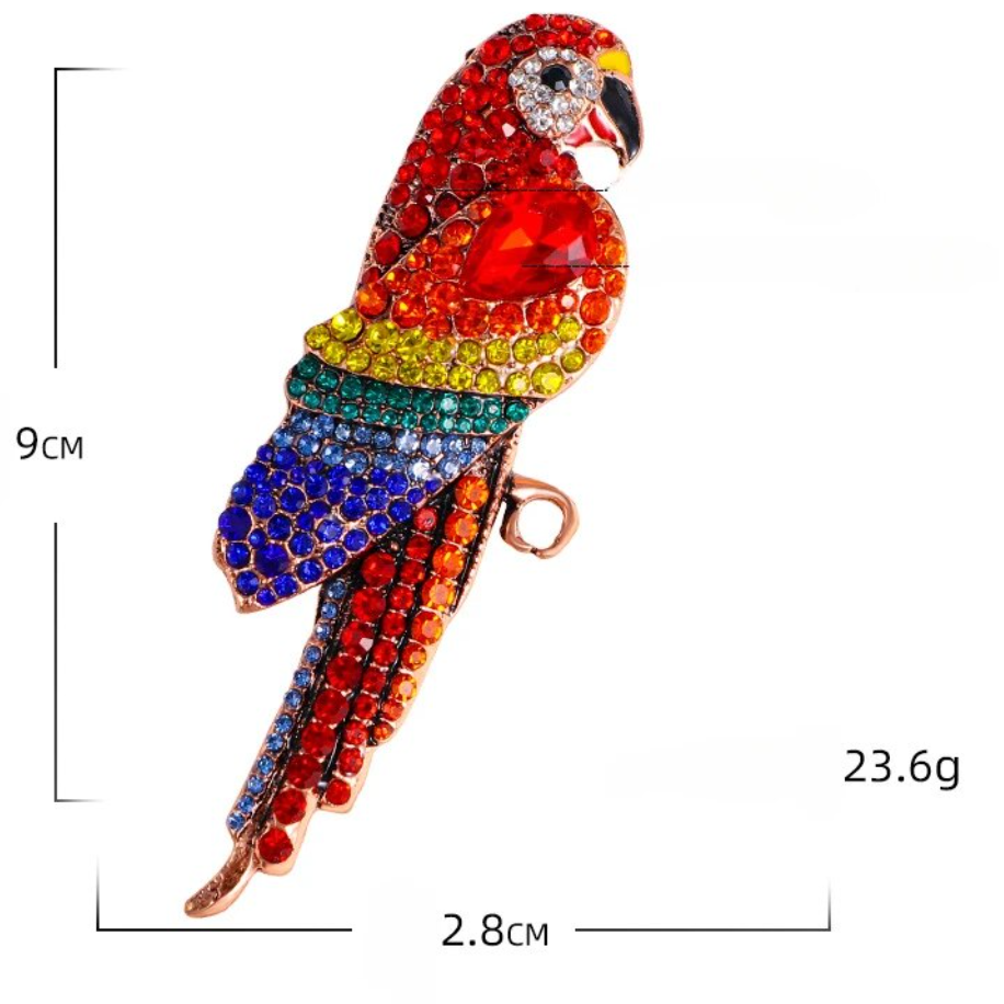 Dimensions: Multi Colored Rhinestone Parrot Lapel Pin