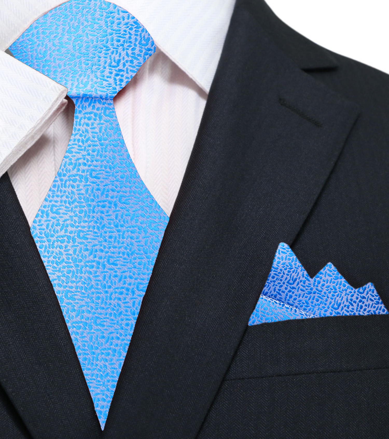 Shimmer Blue Tie and Pocket Square||Laser Blue Shimmer