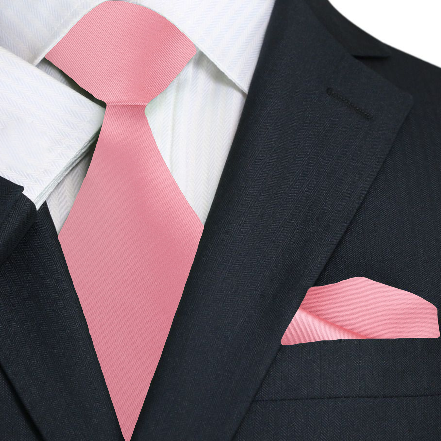 Solid Color Necktie for Men with Pocket Square Option